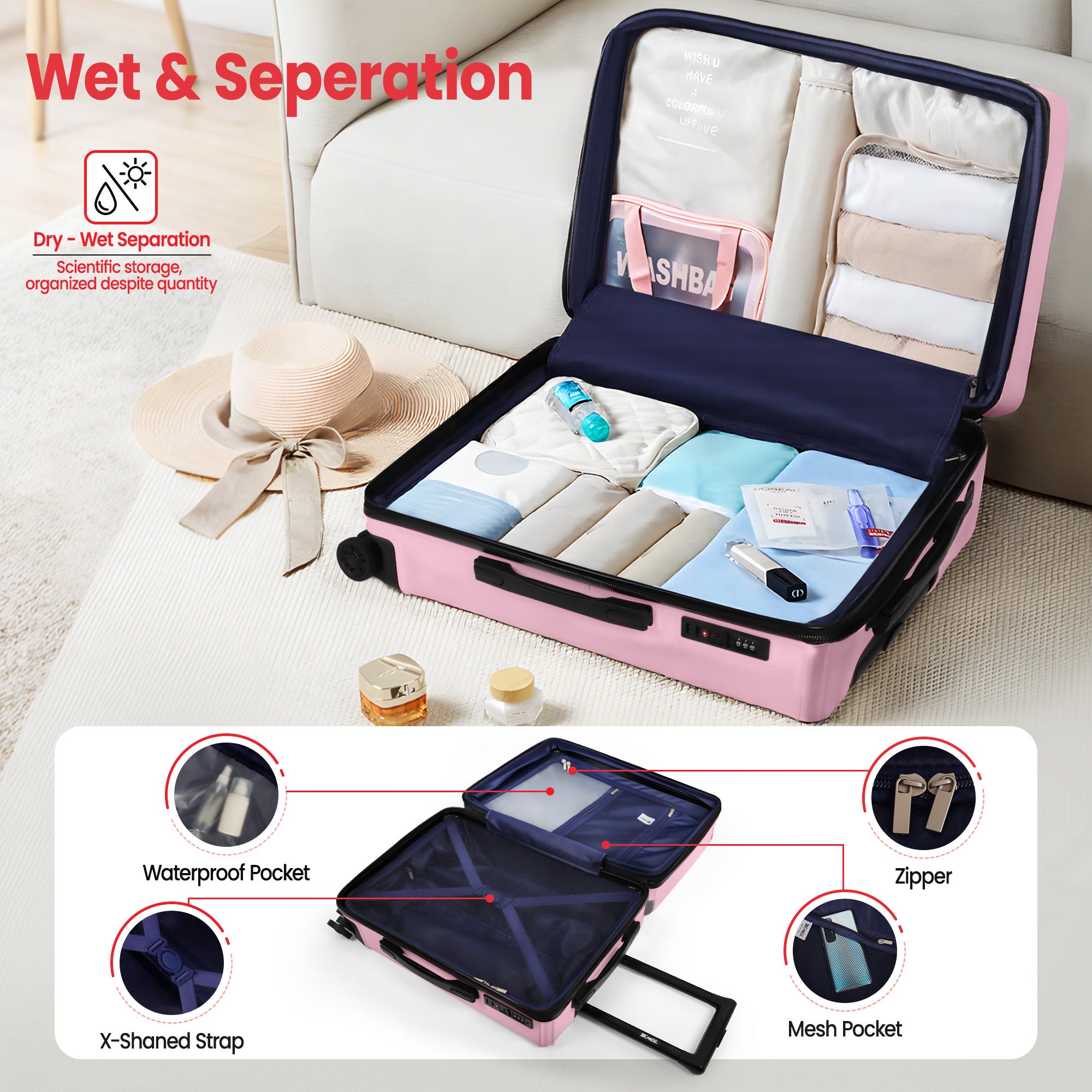 WD-576-Luggage Sets 3 Piece(20/24/28in) PC Hardshell Suitcases