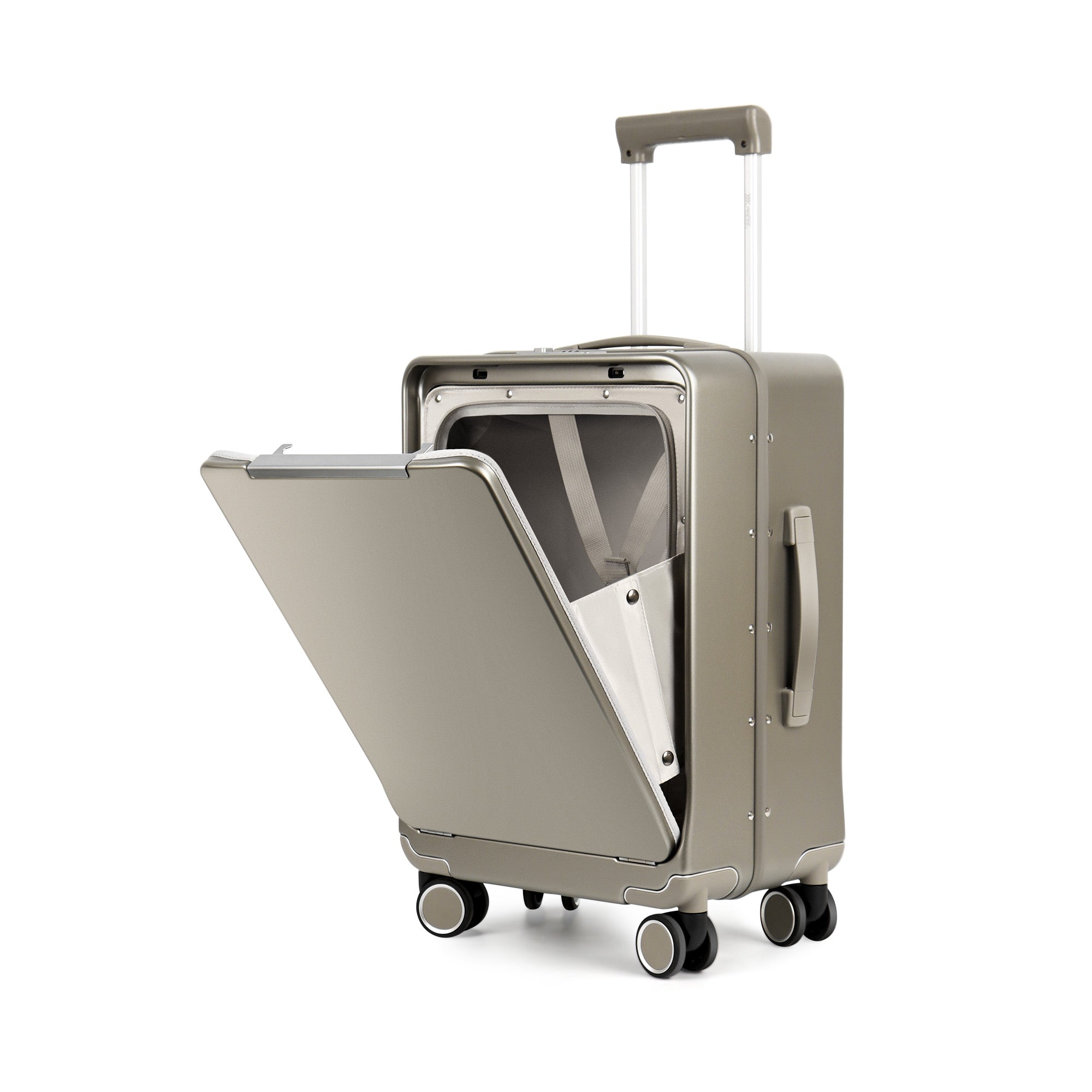 New York XPress LA-266, 20'' Carry on Luggage with Front Pocket & Cup Holder,Suitcase with Aluminum Frame,PC Hard Shell Suitcases w/TSA LOCK