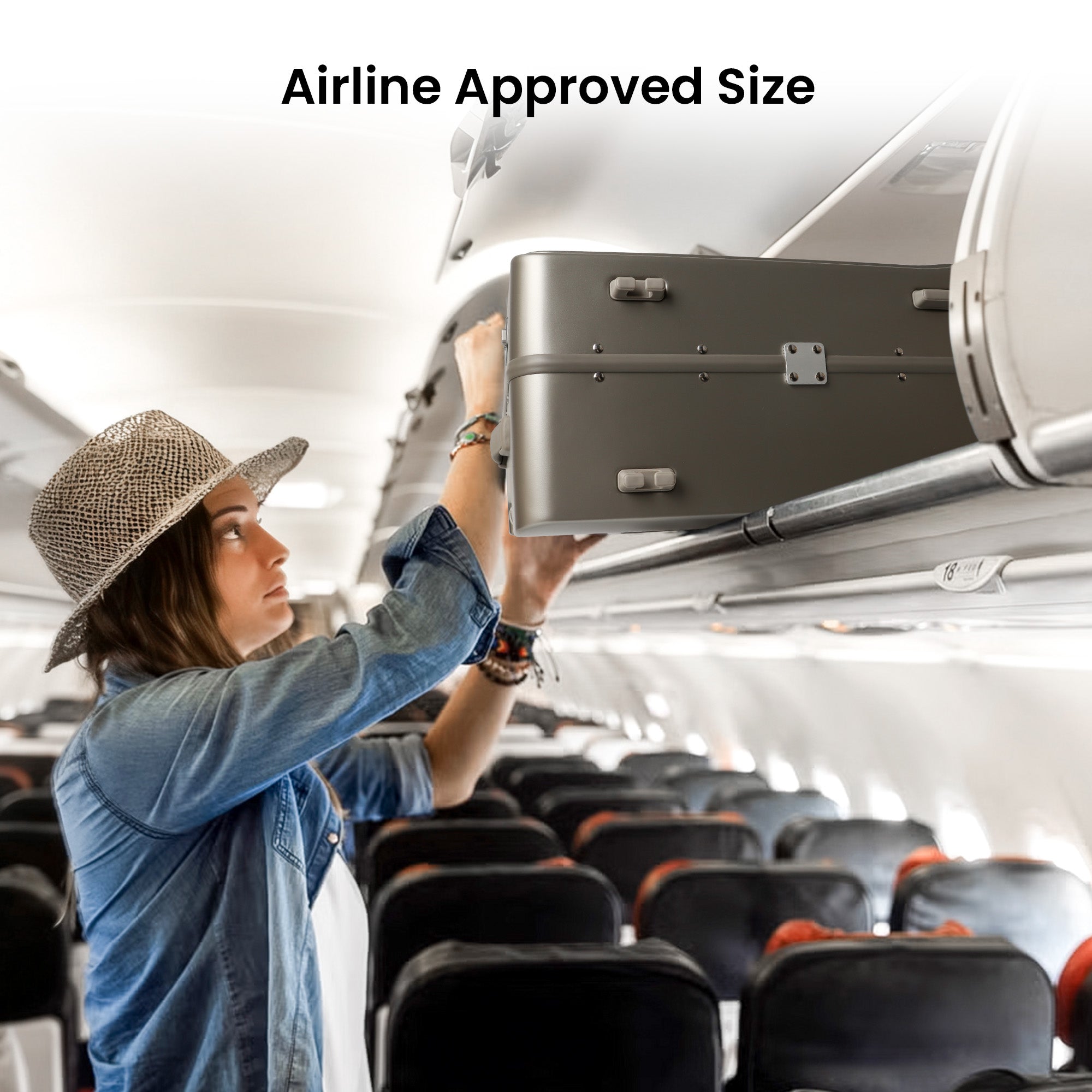 New York XPress LA-266, 20'' Carry on Luggage with Front Pocket & Cup Holder,Suitcase with Aluminum Frame,PC Hard Shell Suitcases w/TSA LOCK