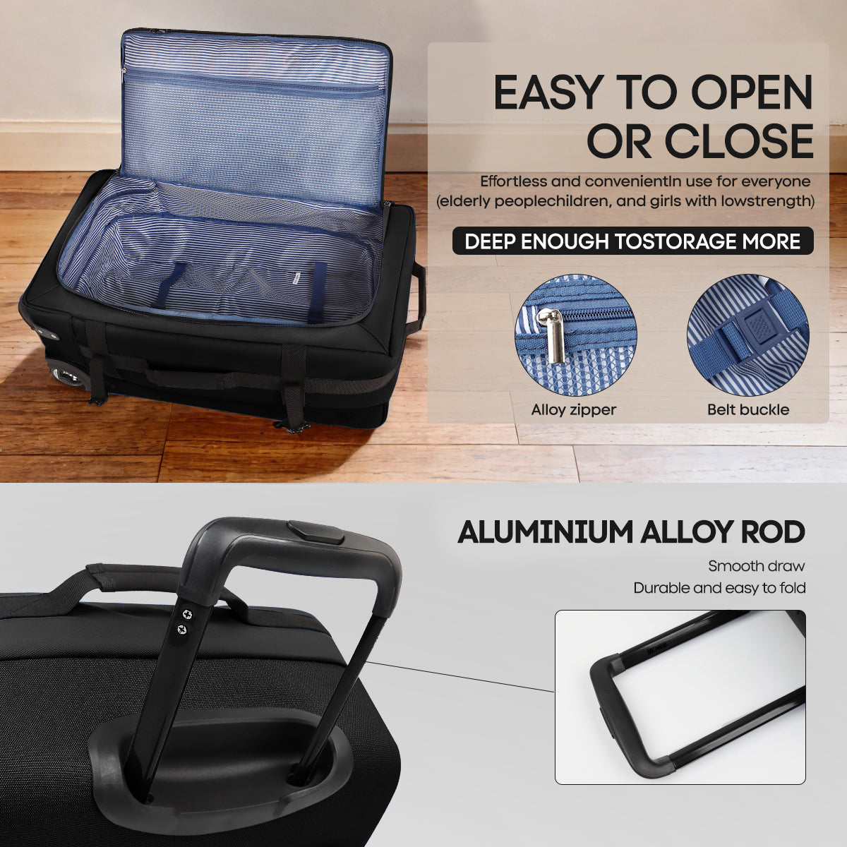 New York XPress TA-069-20'' Rolling Duffle Bag w/Wheels,26in/30in Rolling Duffle Bag w/Handle,Carry on Luggage Travel Duffle Bags for Man Women