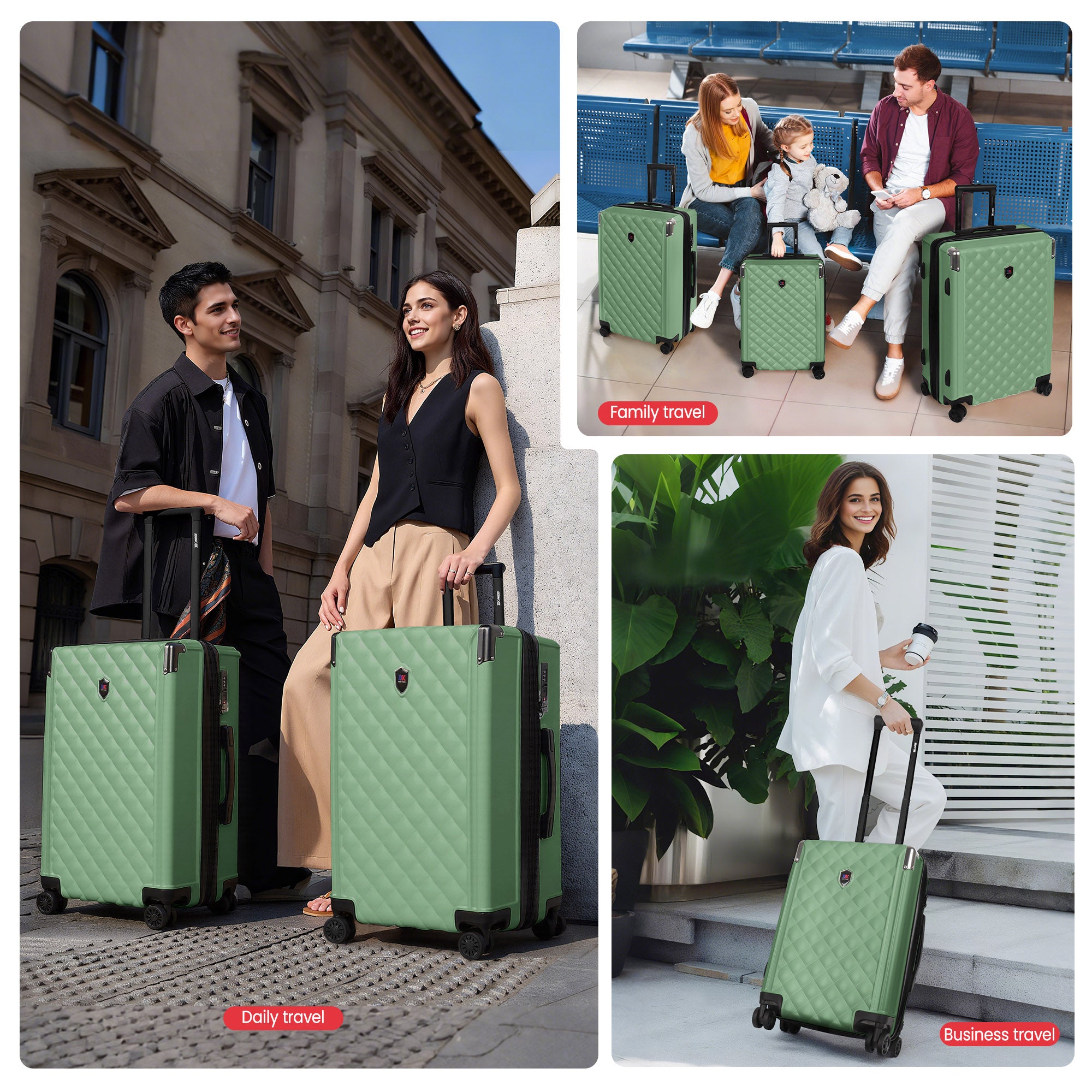 WD-576-Luggage Sets 3 Piece(20/24/28in) PC Hardshell Suitcases