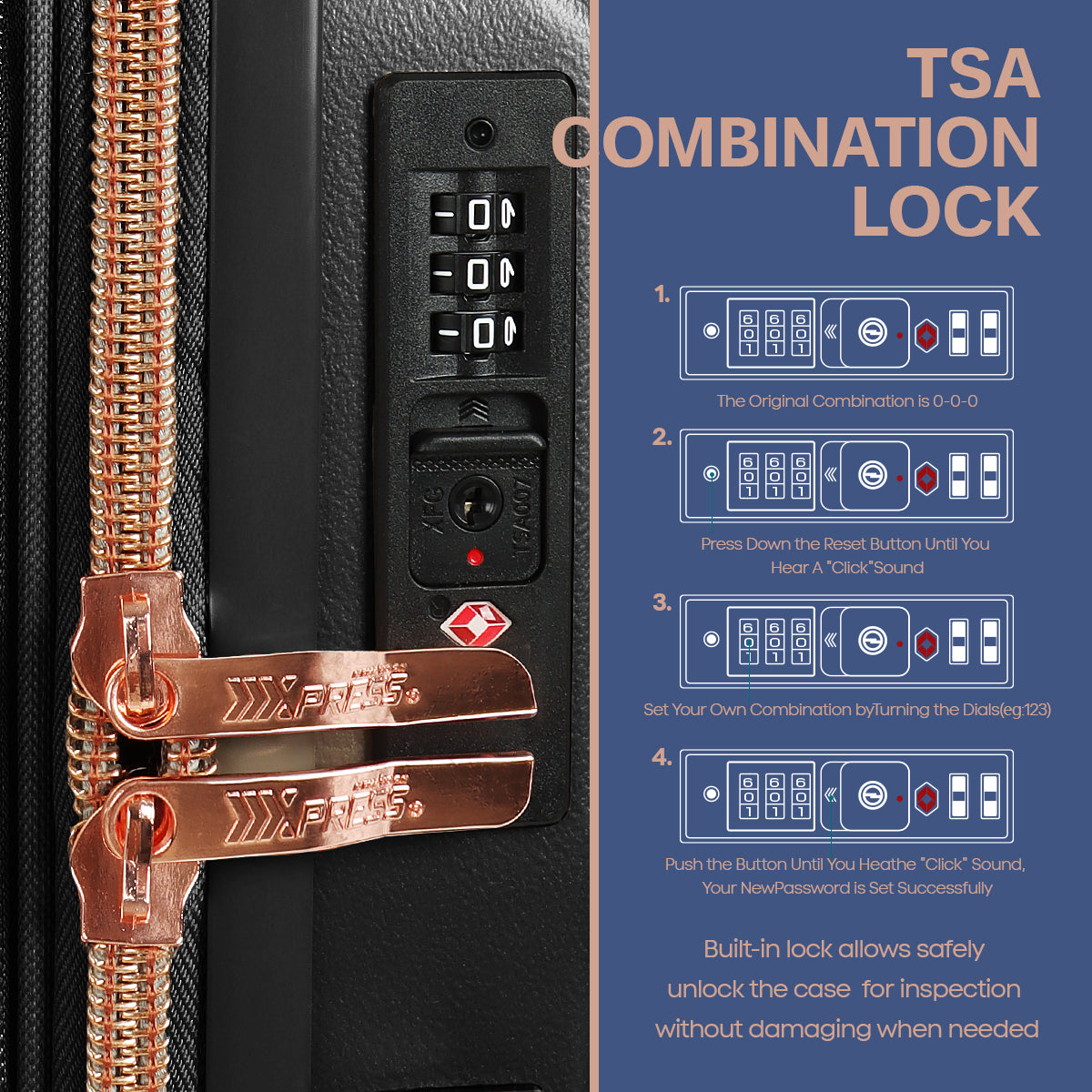 New York XPress 20''+14''Carry On Luggage, 25in/29in,Hardshell Expandable Suitcase w/Spinner Wheels and TSA LOCK