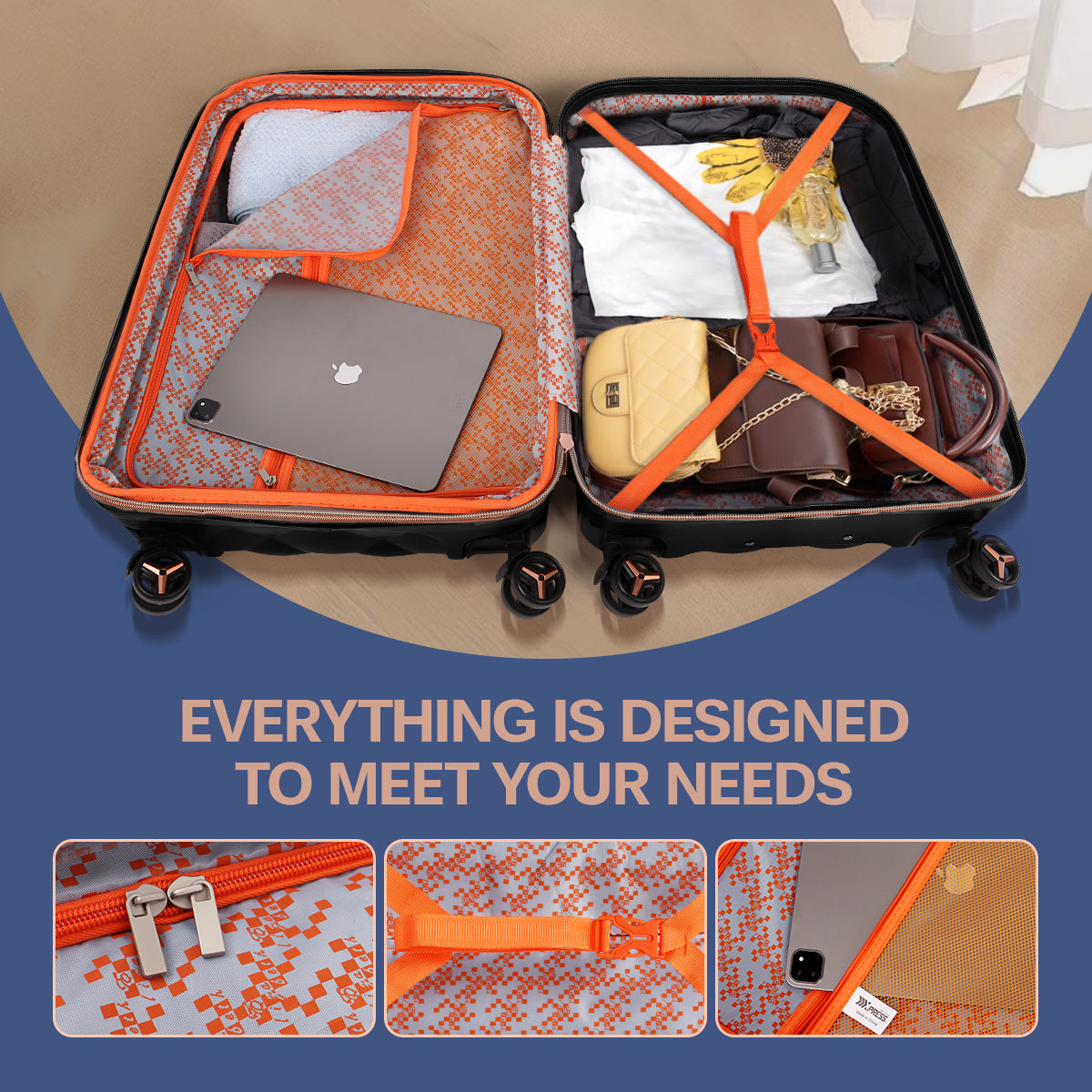 New York XPress 20''+14''Carry On Luggage, 25in/29in,Hardshell Expandable Suitcase w/Spinner Wheels and TSA LOCK