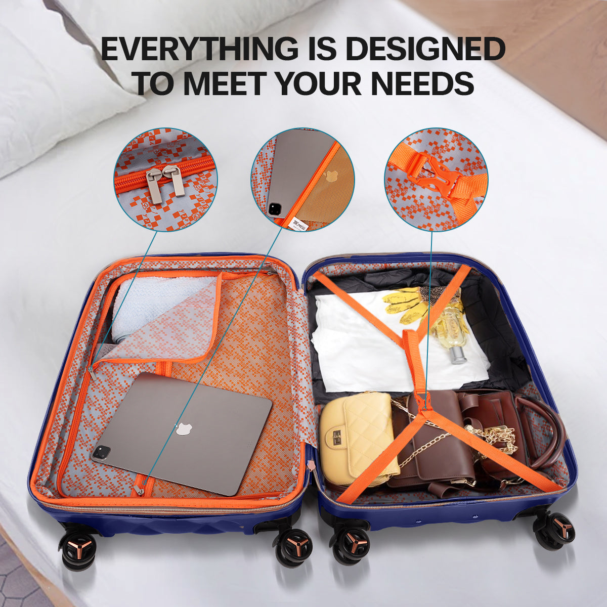 New York XPress 20''+14''Carry On Luggage, 25in/29in,Hardshell Expandable Suitcase w/Spinner Wheels and TSA LOCK