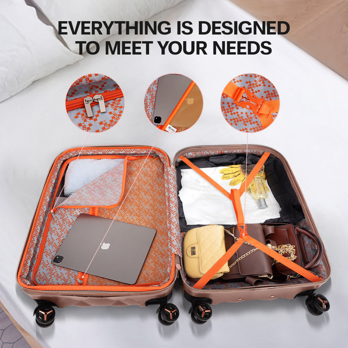 New York XPress 20''+14''Carry On Luggage, 25in/29in,Hardshell Expandable Suitcase w/Spinner Wheels and TSA LOCK