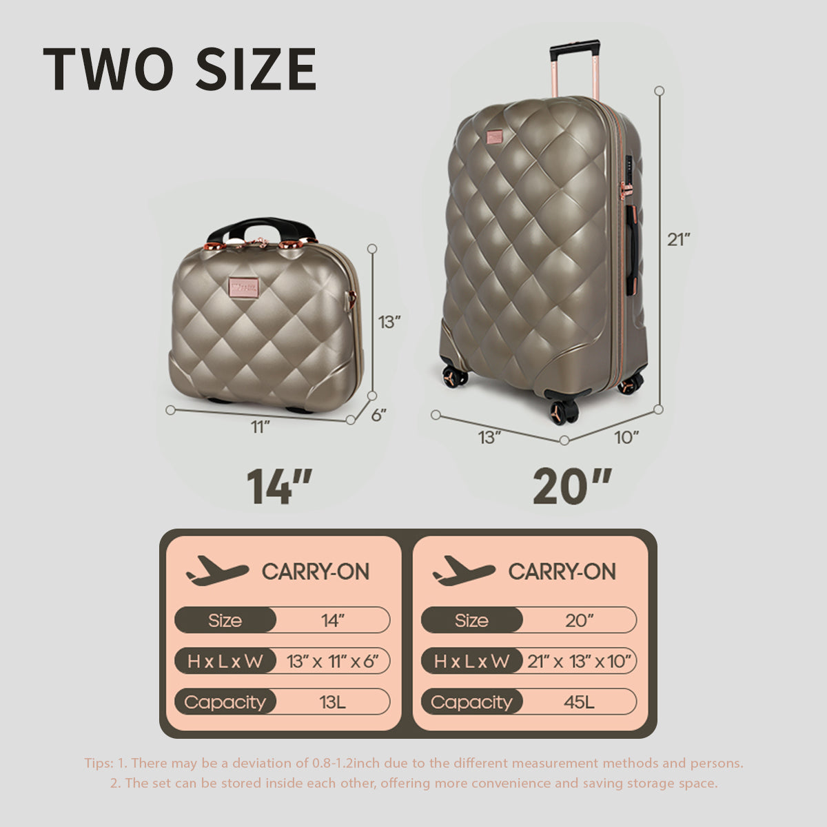 New York XPress 20''+14''Carry On Luggage, 25in/29in,Hardshell Expandable Suitcase w/Spinner Wheels and TSA LOCK