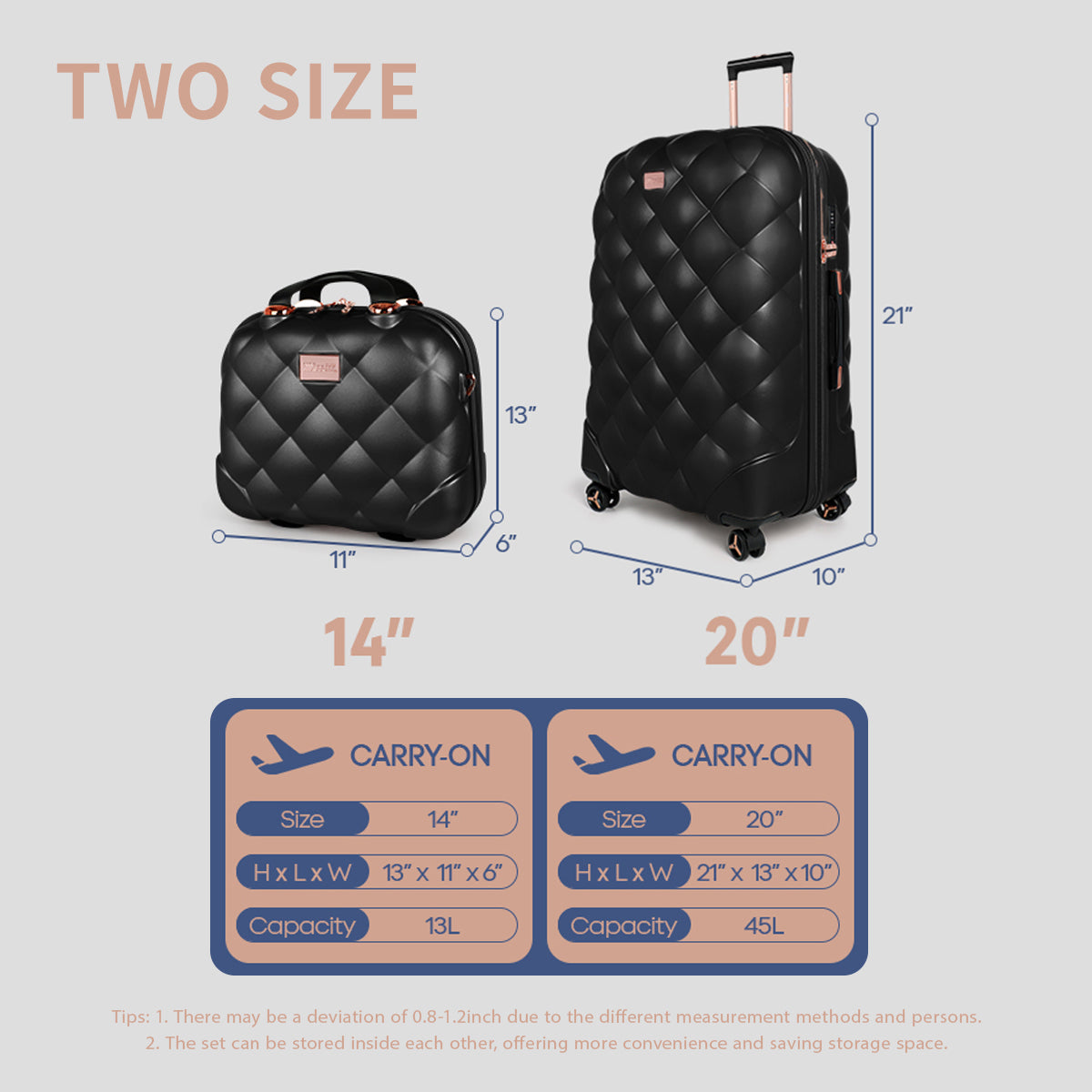 New York XPress 20''+14''Carry On Luggage, 25in/29in,Hardshell Expandable Suitcase w/Spinner Wheels and TSA LOCK