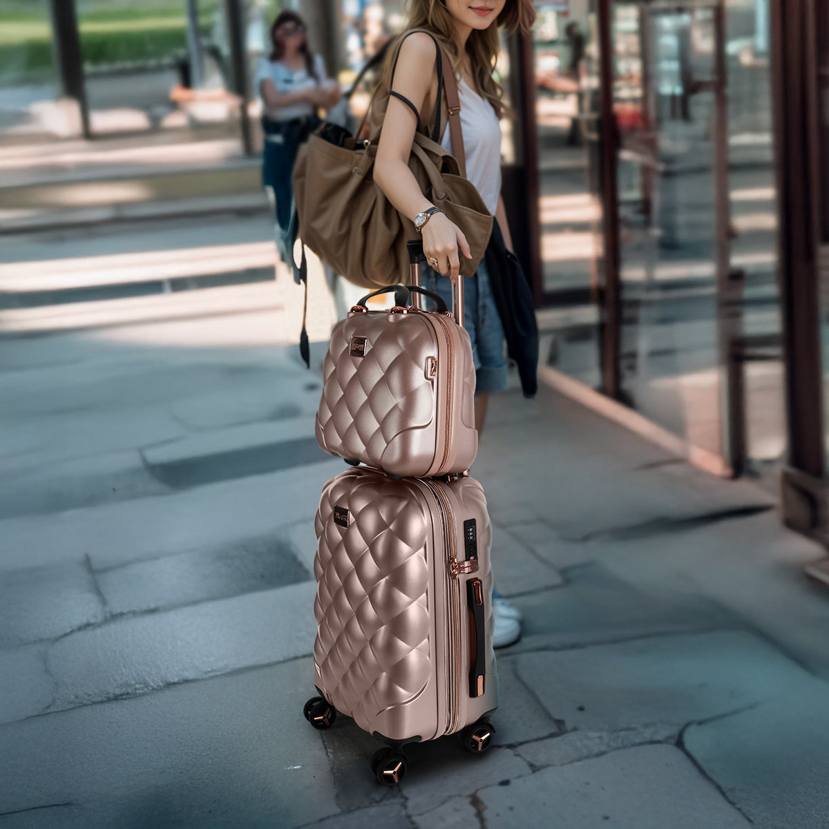 New York XPress 20''+14''Carry On Luggage, 25in/29in,Hardshell Expandable Suitcase w/Spinner Wheels and TSA LOCK