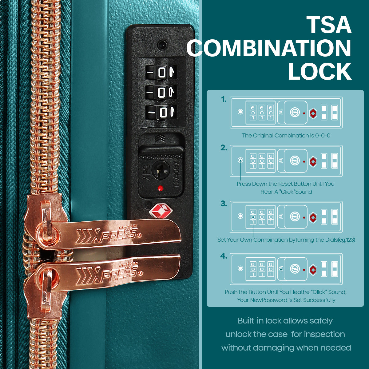 New York XPress 20''+14''Carry On Luggage, 25in/29in,Hardshell Expandable Suitcase w/Spinner Wheels and TSA LOCK