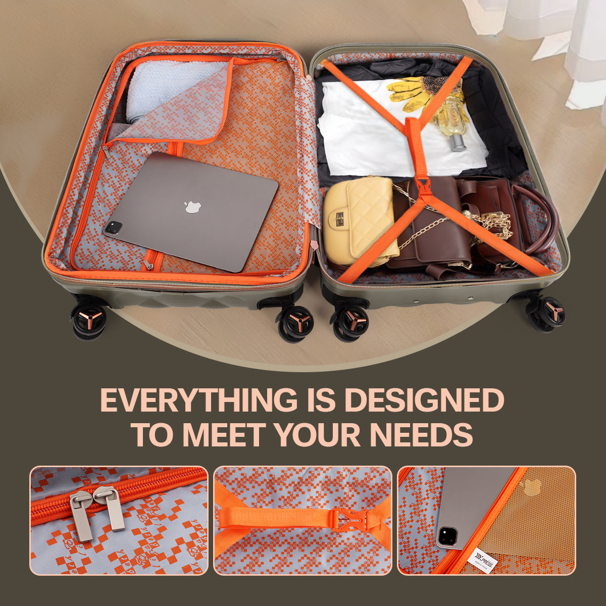 New York XPress 20''+14''Carry On Luggage, 25in/29in,Hardshell Expandable Suitcase w/Spinner Wheels and TSA LOCK