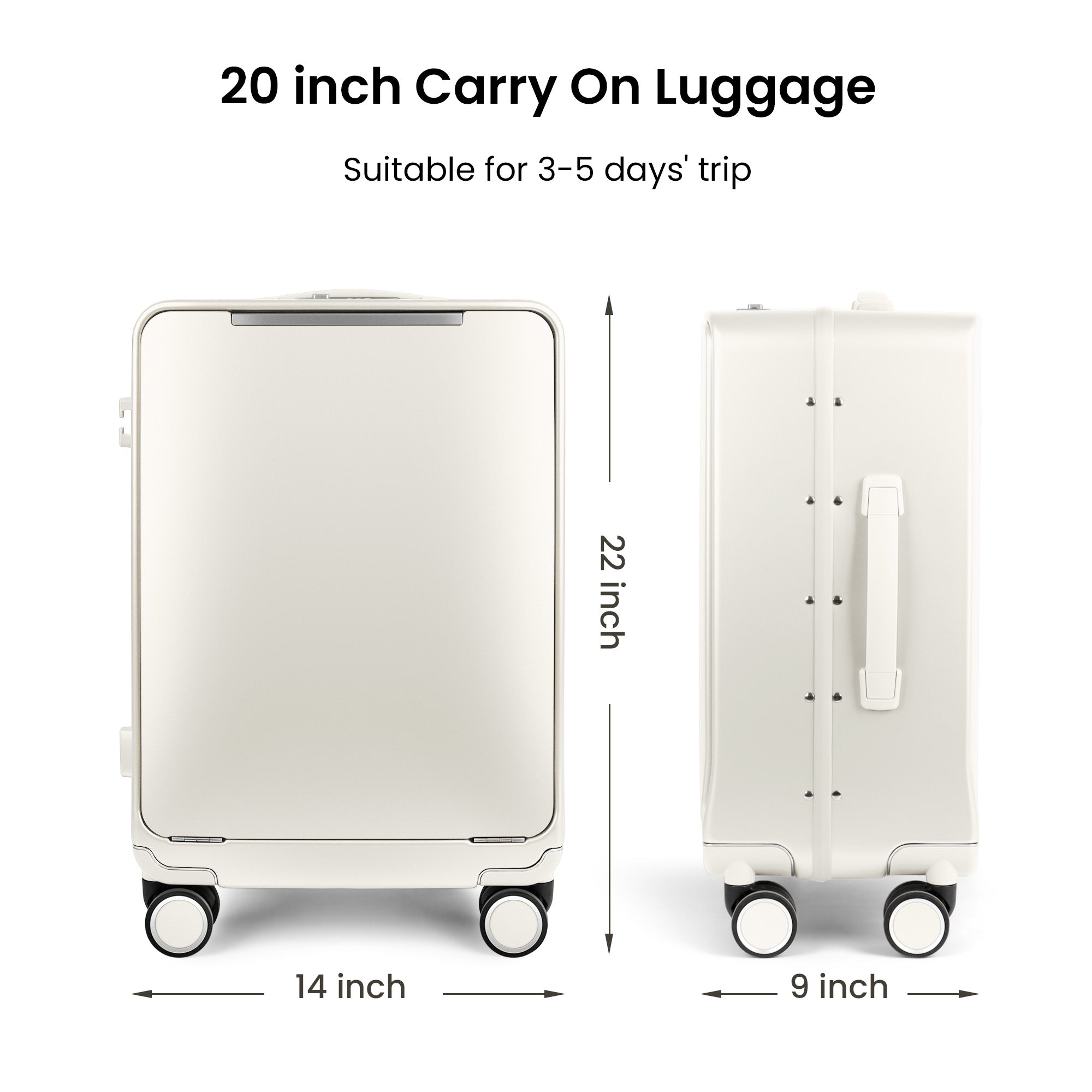 New York XPress LA-266, 20'' Carry on Luggage with Front Pocket & Cup Holder,Suitcase with Aluminum Frame,PC Hard Shell Suitcases w/TSA LOCK
