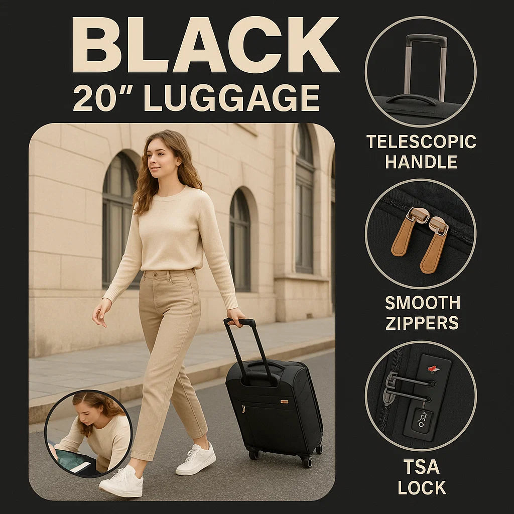 NEW YORK XPRESS XJ-1901 Softside Spinner Luggage – Lightweight, Durable & Sleek Travel Companion (20" 26" 30")