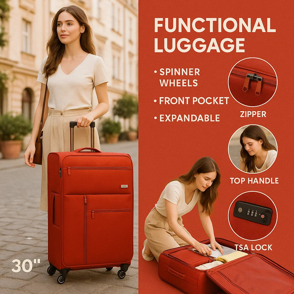 NEW YORK XPRESS XJ-1901 Softside Spinner Luggage – Lightweight, Durable & Sleek Travel Companion (20" 26" 30")