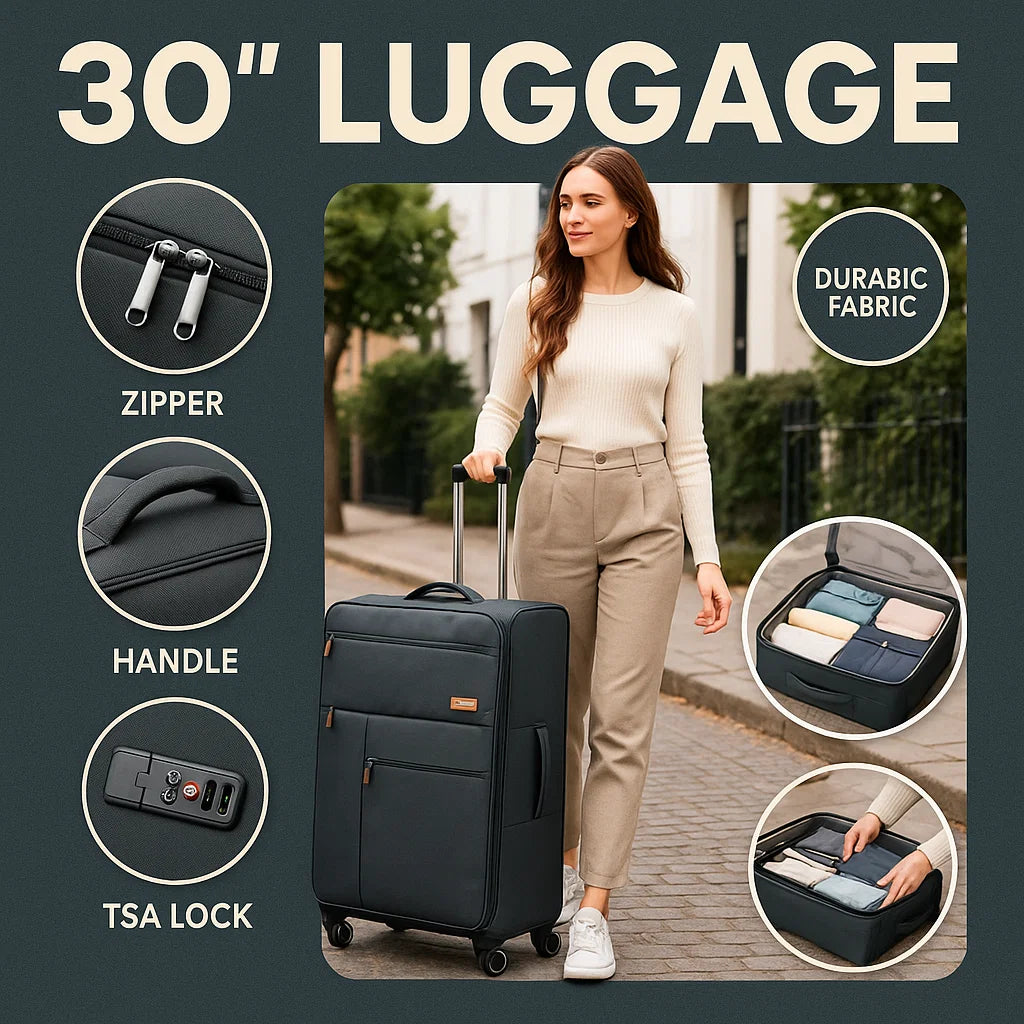 NEW YORK XPRESS XJ-1901 Softside Spinner Luggage – Lightweight, Durable & Sleek Travel Companion (20" 26" 30")