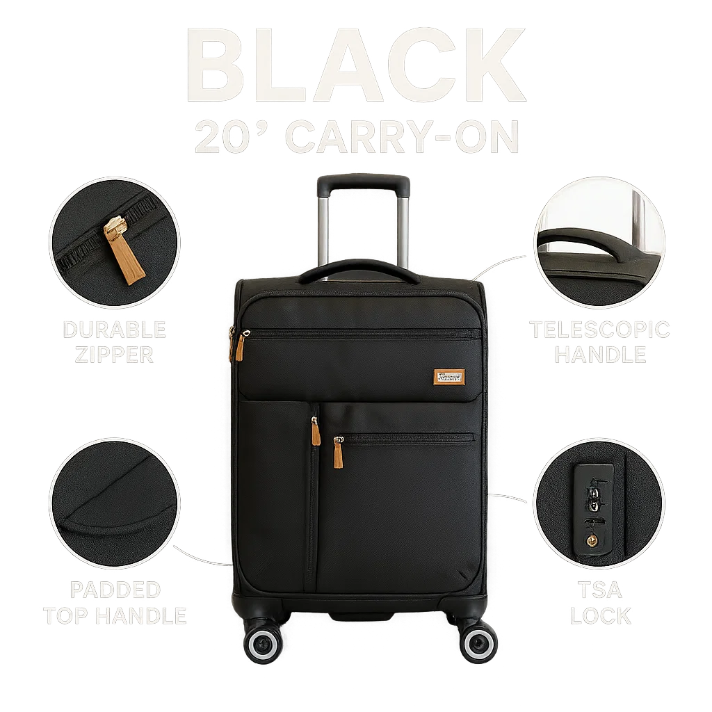 NEW YORK XPRESS XJ-1901 Softside Spinner Luggage – Lightweight, Durable & Sleek Travel Companion (20" 26" 30")