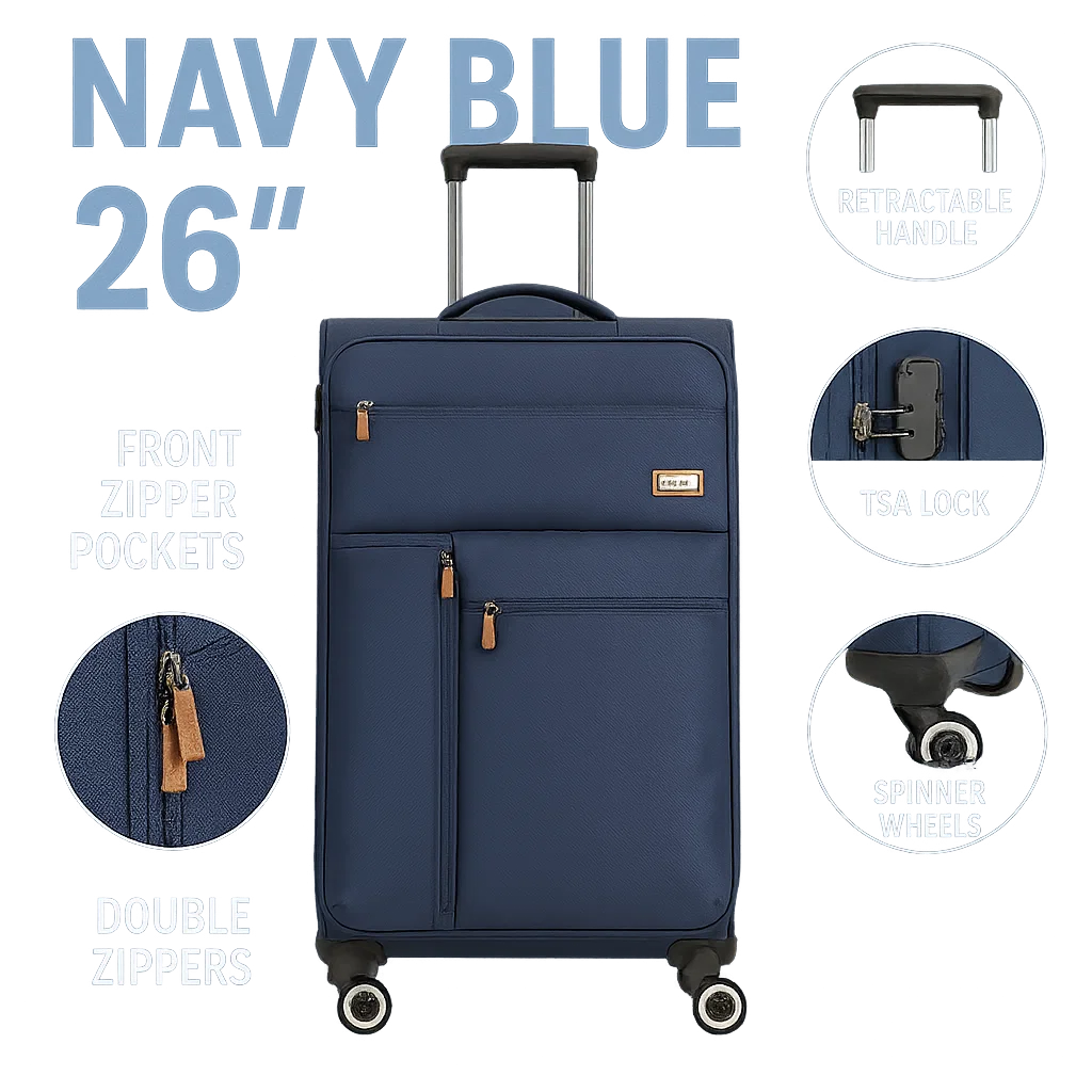 NEW YORK XPRESS XJ-1901 Softside Spinner Luggage – Lightweight, Durable & Sleek Travel Companion (20" 26" 30")