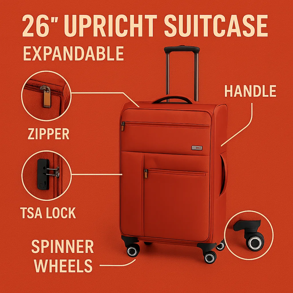 NEW YORK XPRESS XJ-1901 Softside Spinner Luggage – Lightweight, Durable & Sleek Travel Companion (20" 26" 30")