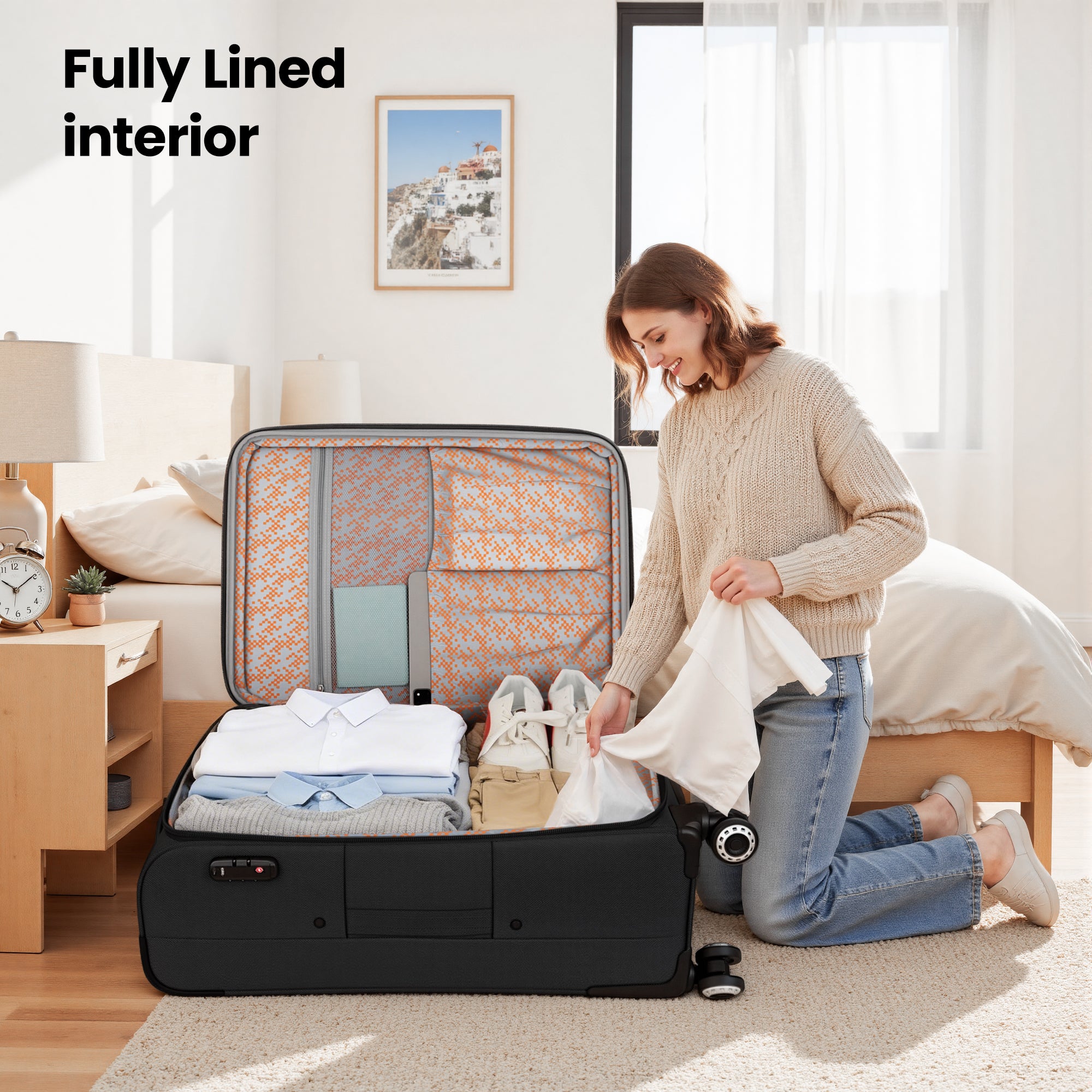 New York XPress XJ 1901,20in/26in/30in Softside Expandable Rolling Luggage w/TSA LOCK and Double Spinner Wheels,Lightweight Suitcases for Men Women