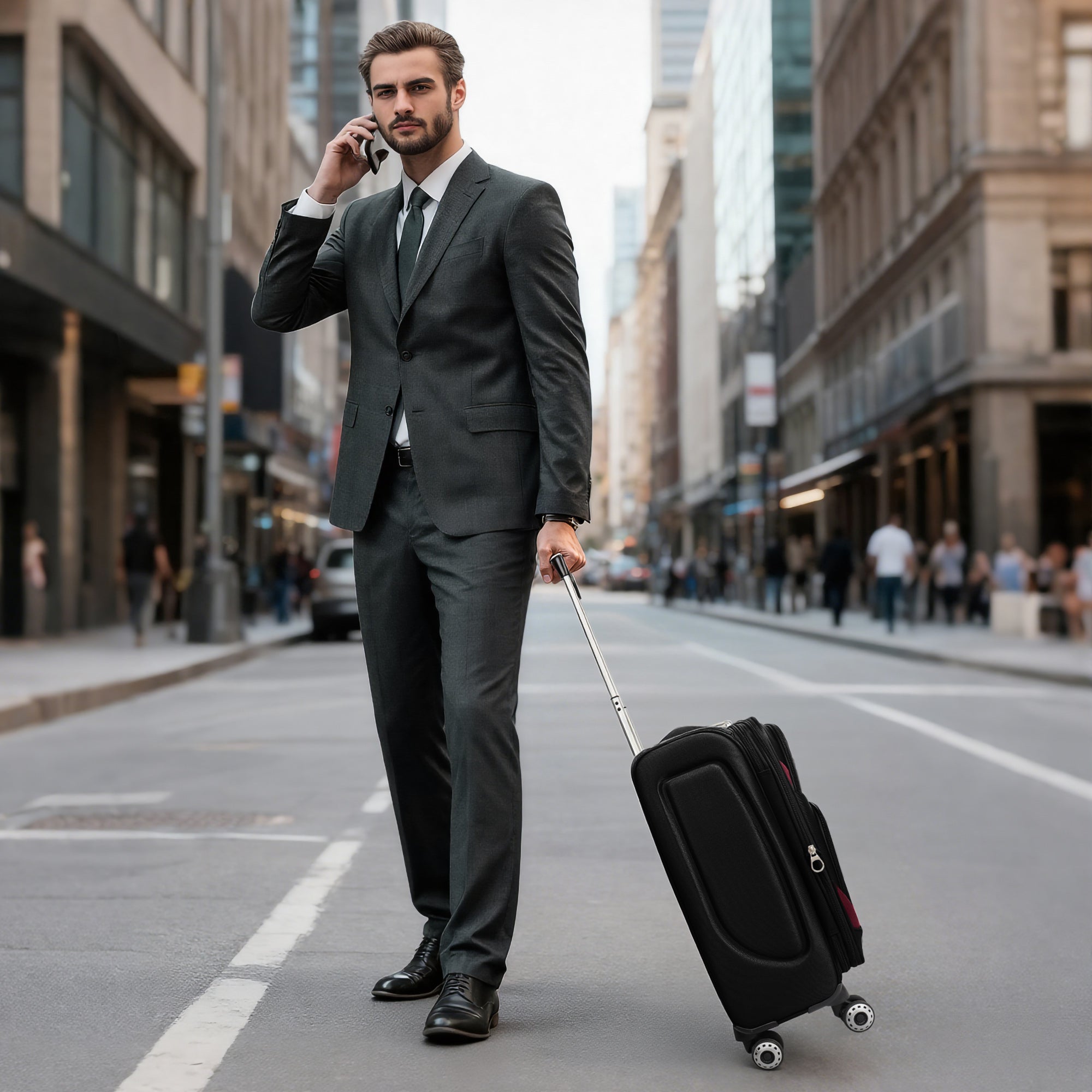NEW YORK XPRESS Luggage WD-8815,Softside 20in/24in/28in/32in Suitcase,Expandable Luggage,w/Spinner Wheels w/LOCK