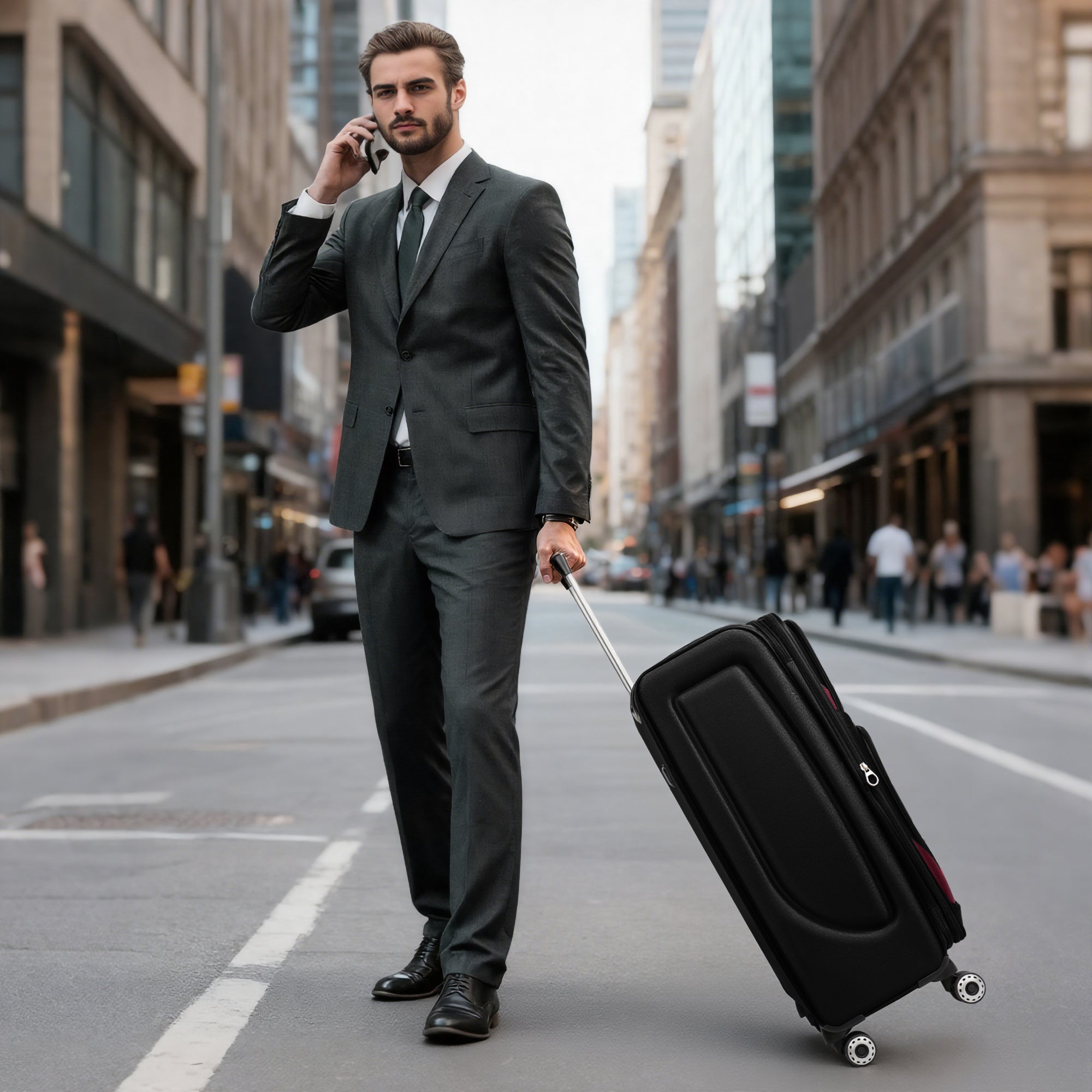 NEW YORK XPRESS Luggage WD-8815,Softside 20in/24in/28in/32in Suitcase,Expandable Luggage,w/Spinner Wheels w/LOCK