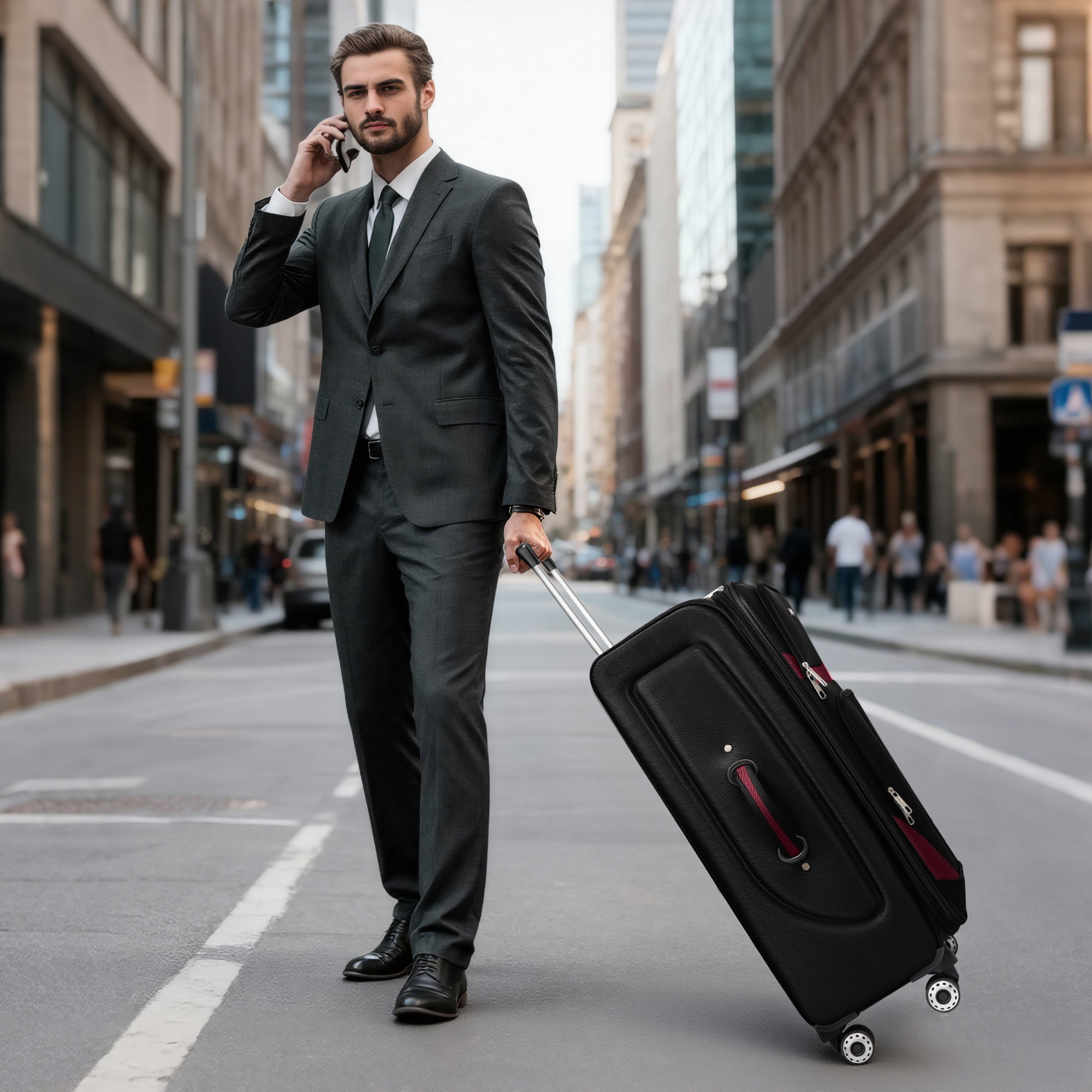 NEW YORK XPRESS Luggage WD-8815,Softside 20in/24in/28in/32in Suitcase,Expandable Luggage,w/Spinner Wheels w/LOCK