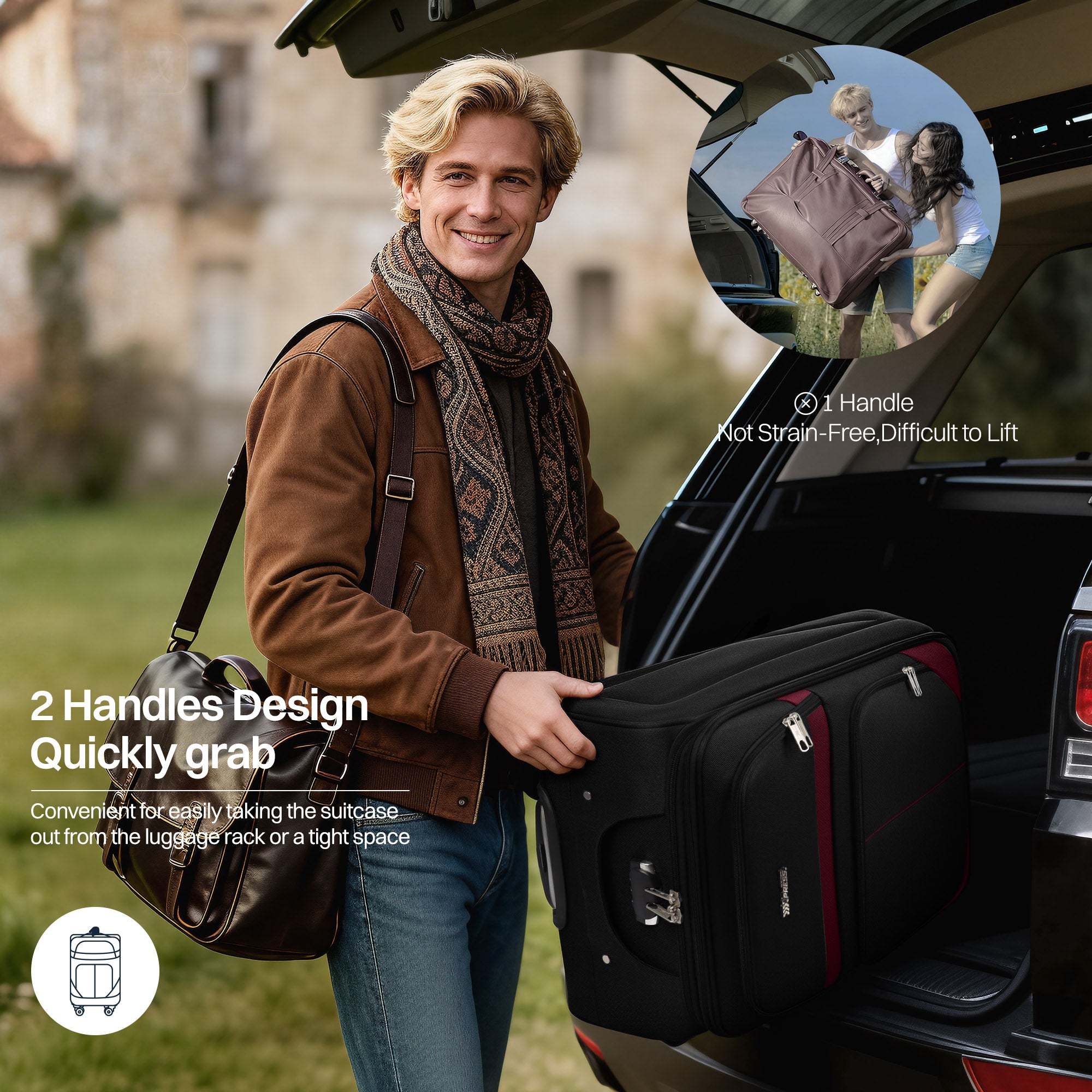 NEW YORK XPRESS Luggage WD-8815,Softside 20in/24in/28in/32in Suitcase,Expandable Luggage,w/Spinner Wheels w/LOCK