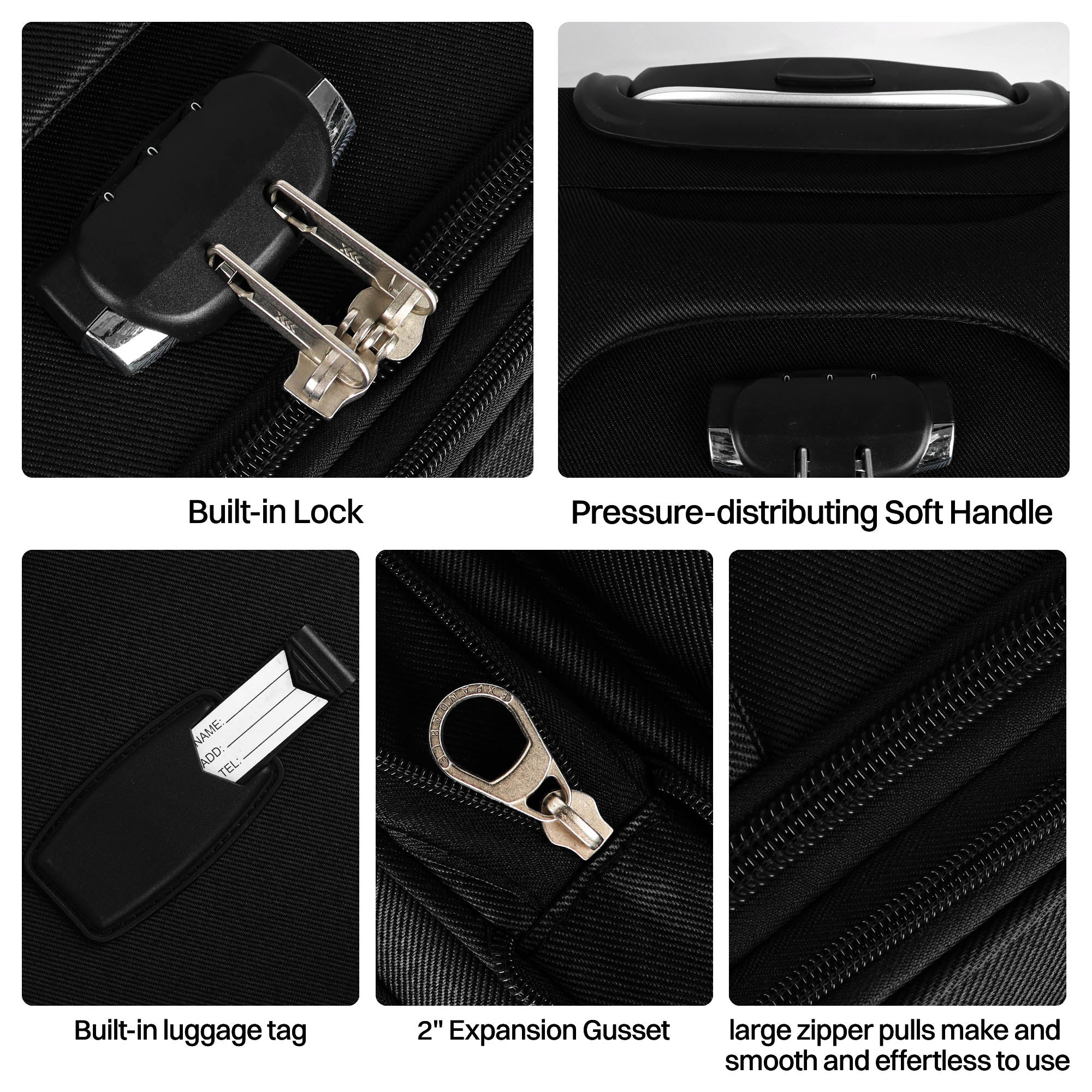 NEW YORK XPRESS Luggage WD-8815,Softside 20in/24in/28in/32in Suitcase,Expandable Luggage,w/Spinner Wheels w/LOCK