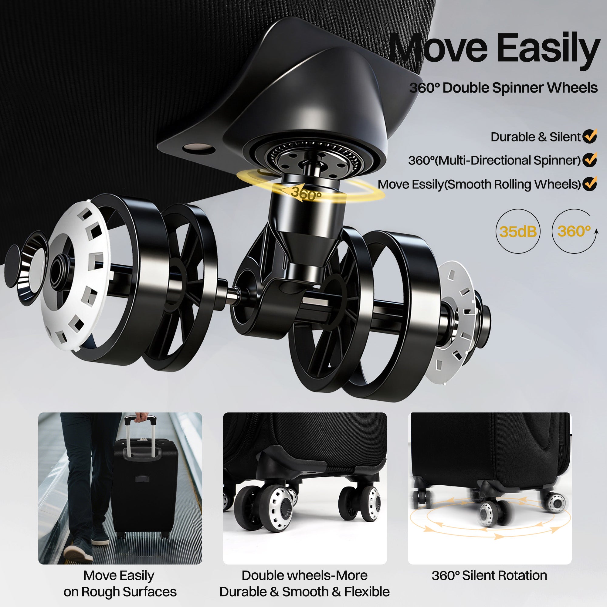NEW YORK XPRESS Luggage WD-8815,Softside 20in/24in/28in/32in Suitcase,Expandable Luggage,w/Spinner Wheels w/LOCK