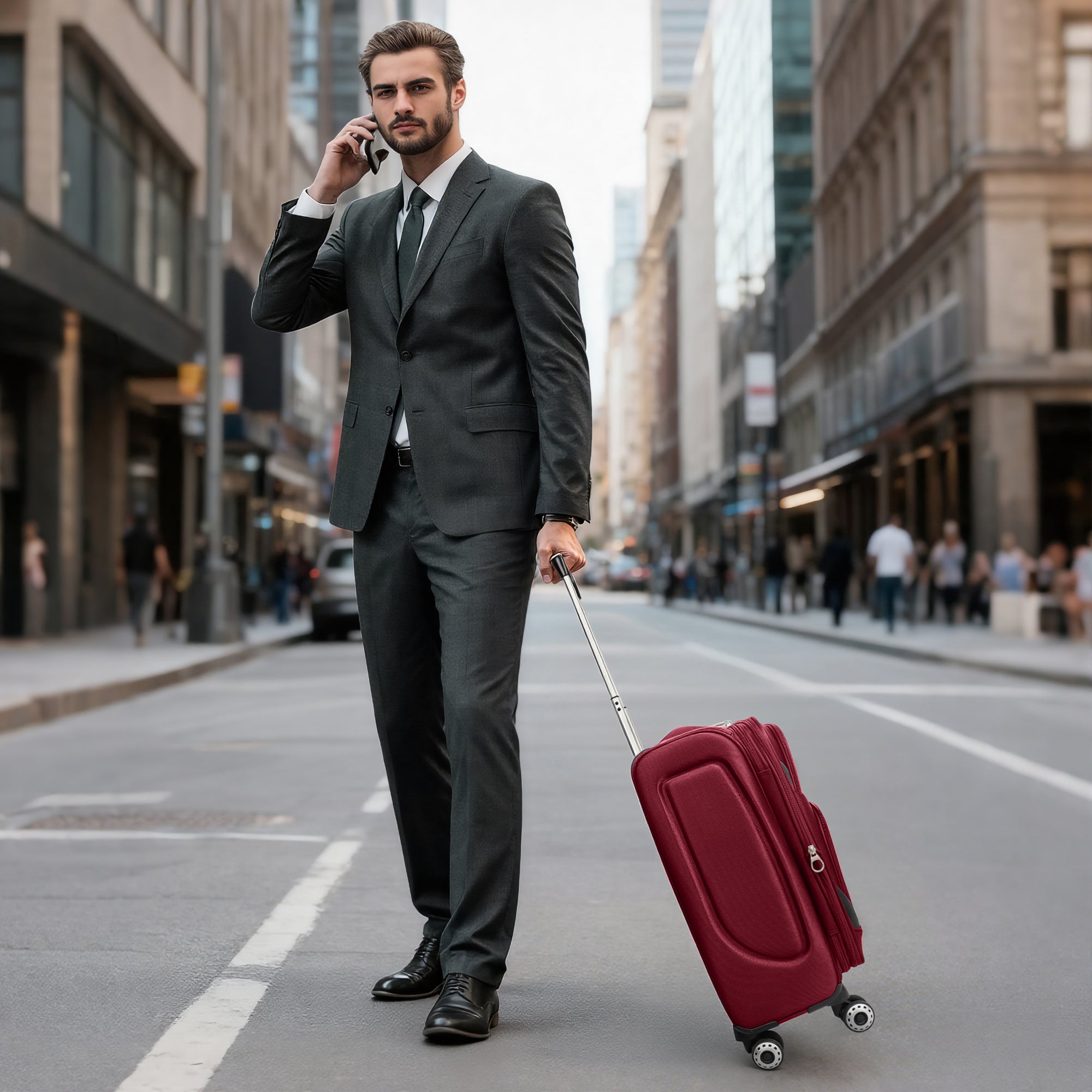 NEW YORK XPRESS Luggage WD-8815,Softside 20in/24in/28in/32in Suitcase,Expandable Luggage,w/Spinner Wheels w/LOCK