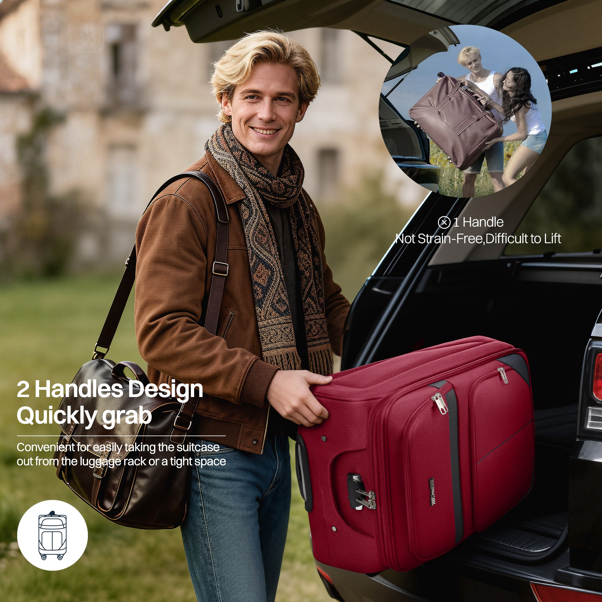 NEW YORK XPRESS Luggage WD-8815,Softside 20in/24in/28in/32in Suitcase,Expandable Luggage,w/Spinner Wheels w/LOCK