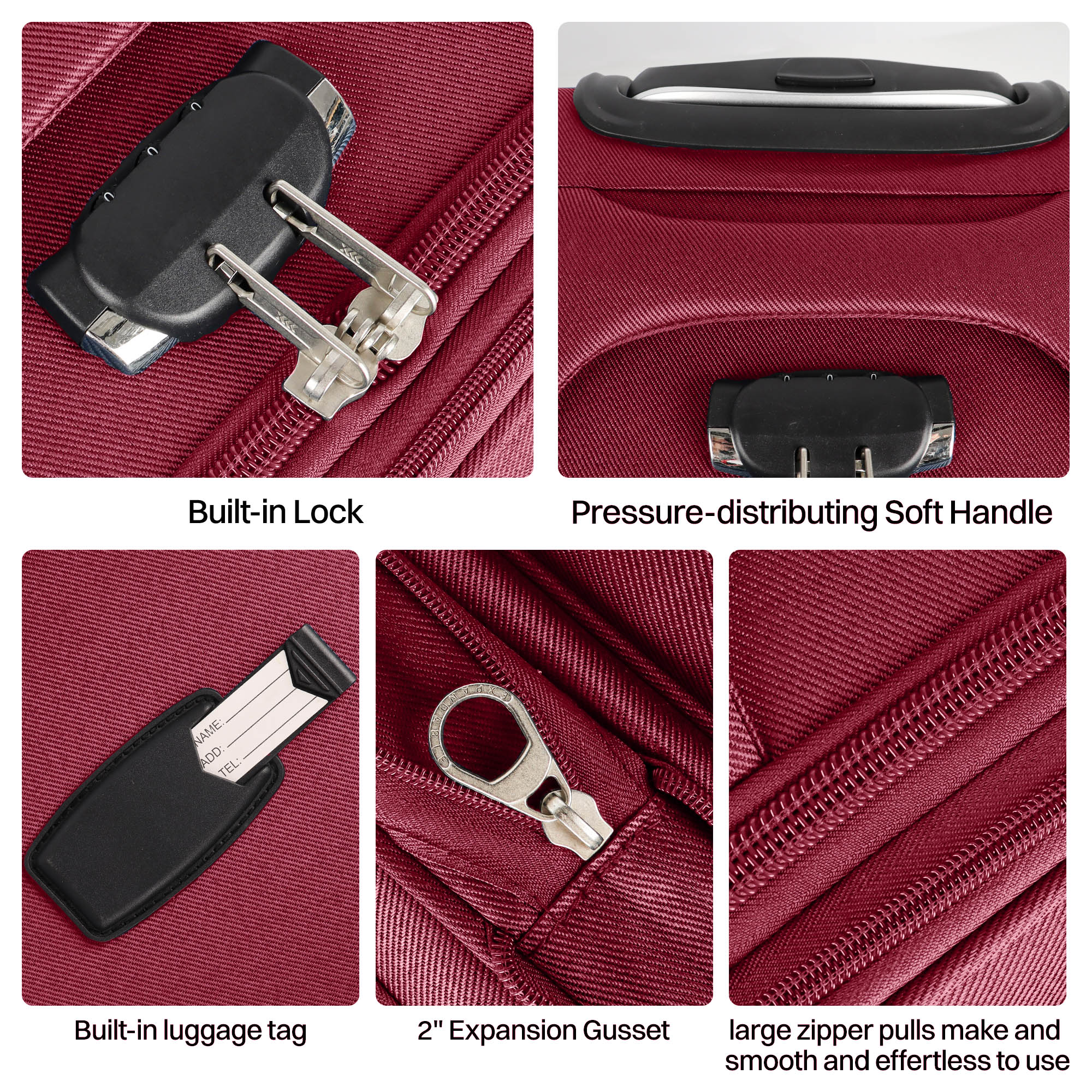 NEW YORK XPRESS Luggage WD-8815,Softside 20in/24in/28in/32in Suitcase,Expandable Luggage,w/Spinner Wheels w/LOCK