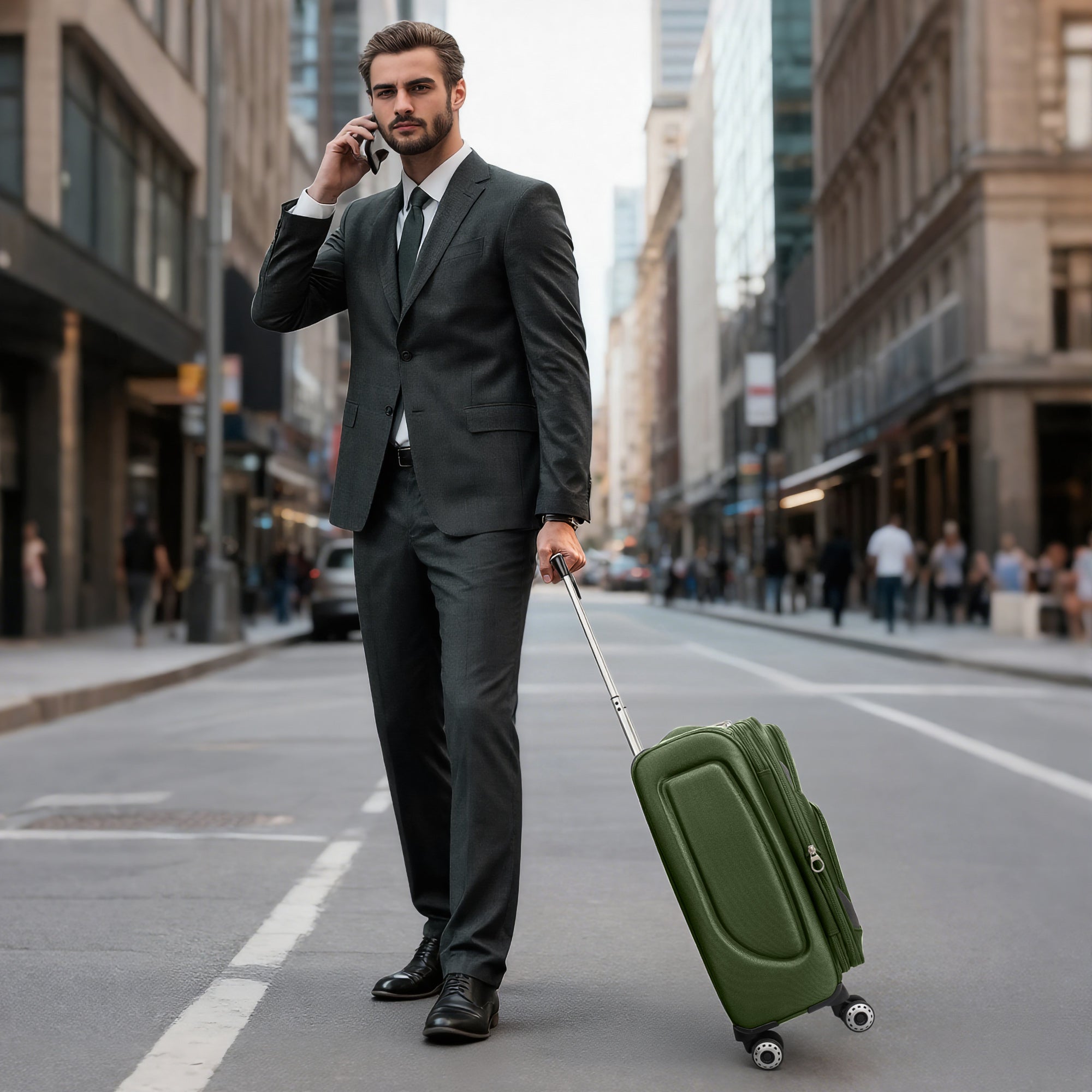 NEW YORK XPRESS Luggage WD-8815,Softside 20in/24in/28in/32in Suitcase,Expandable Luggage,w/Spinner Wheels w/LOCK