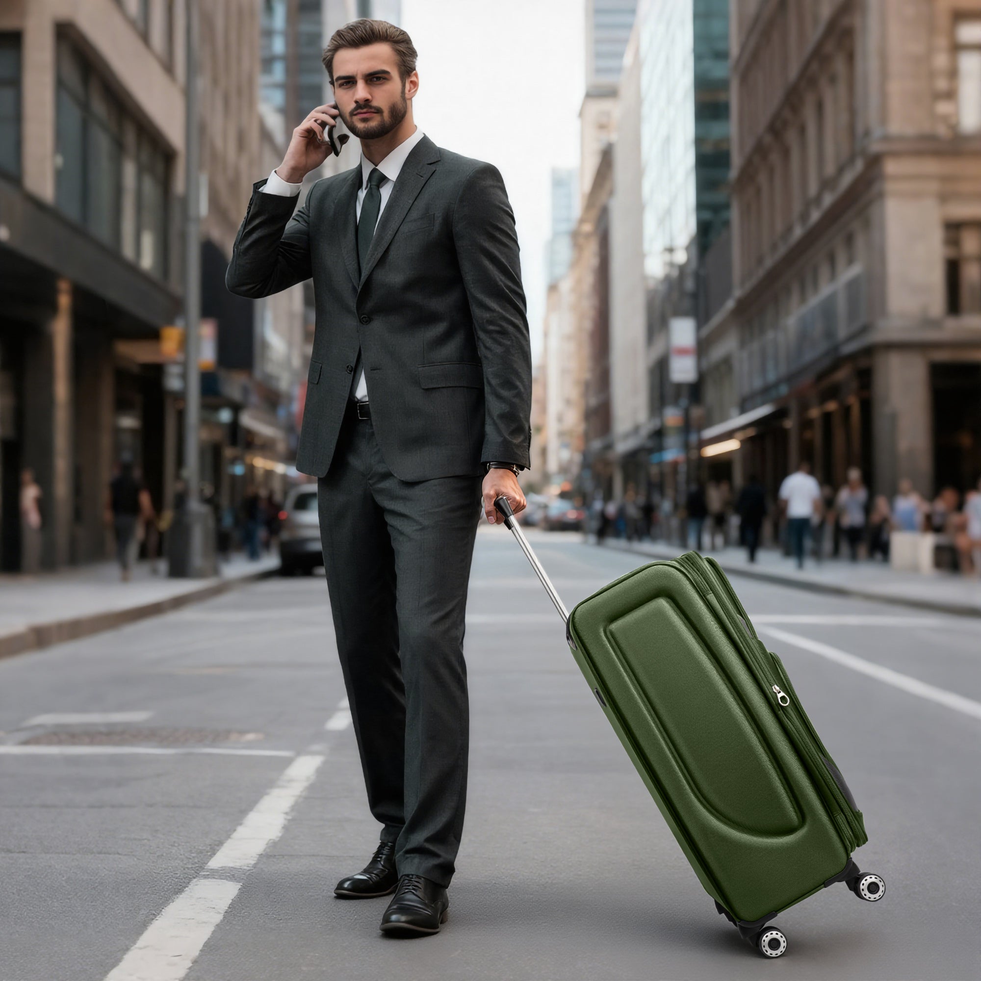 NEW YORK XPRESS Luggage WD-8815,Softside 20in/24in/28in/32in Suitcase,Expandable Luggage,w/Spinner Wheels w/LOCK