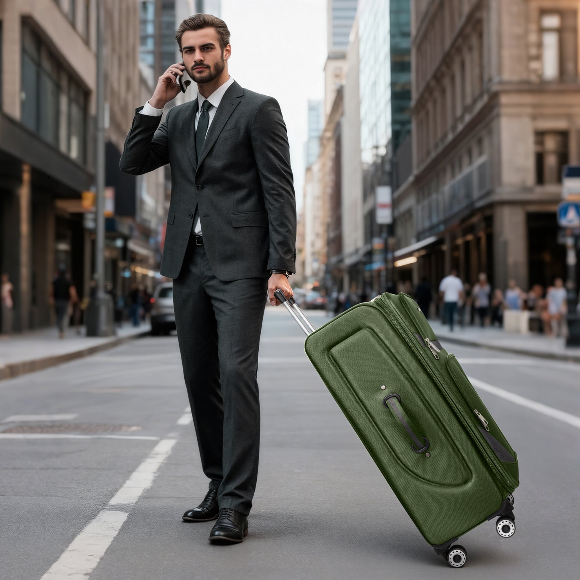 NEW YORK XPRESS Luggage WD-8815,Softside 20in/24in/28in/32in Suitcase,Expandable Luggage,w/Spinner Wheels w/LOCK