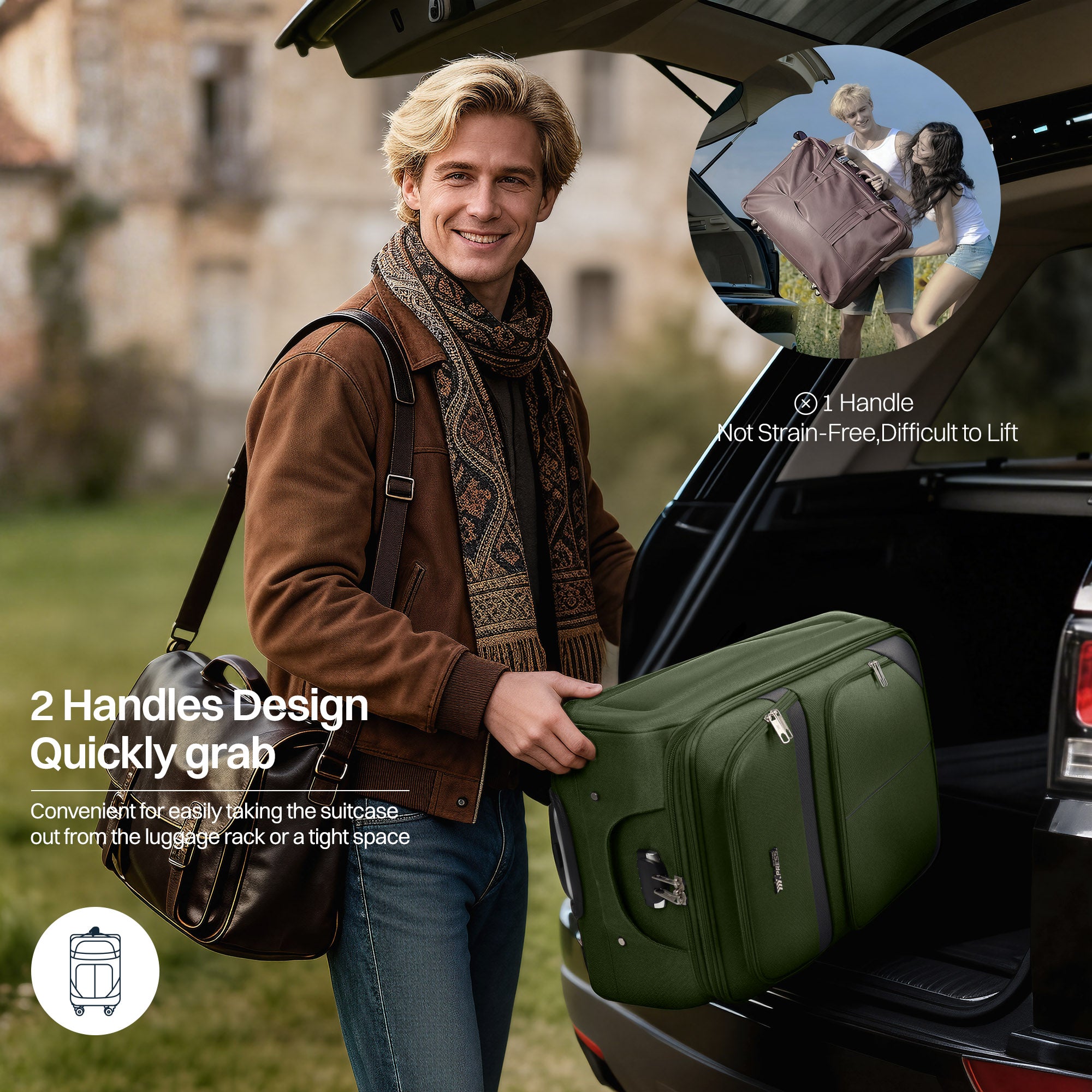 NEW YORK XPRESS Luggage WD-8815,Softside 20in/24in/28in/32in Suitcase,Expandable Luggage,w/Spinner Wheels w/LOCK