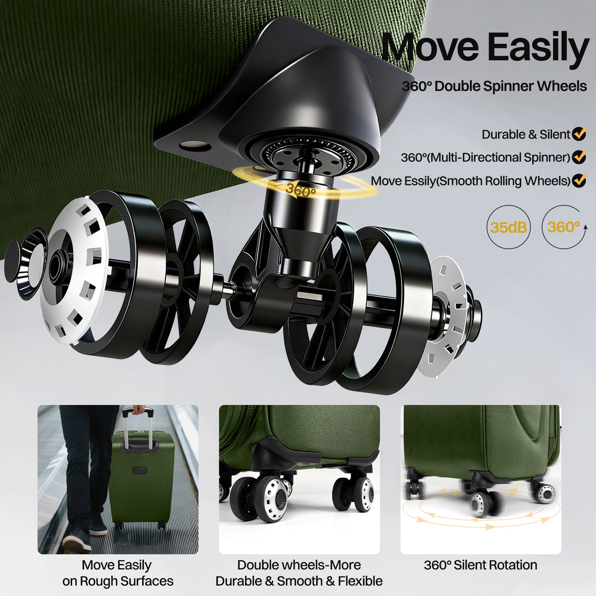 NEW YORK XPRESS Luggage WD-8815,Softside 20in/24in/28in/32in Suitcase,Expandable Luggage,w/Spinner Wheels w/LOCK