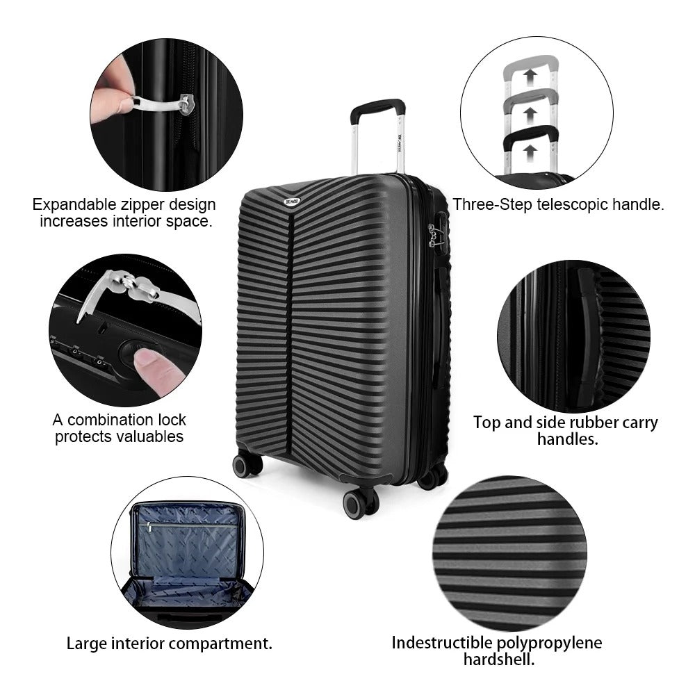 NEW YORK XPRESS Luggage Sets 3 Piece Hard side Expandable Luggage Sets with Spinner Wheels,Lightweight Hard Shell Travel Suitcase for Going Abroad,Family Trips (20/24/28in)