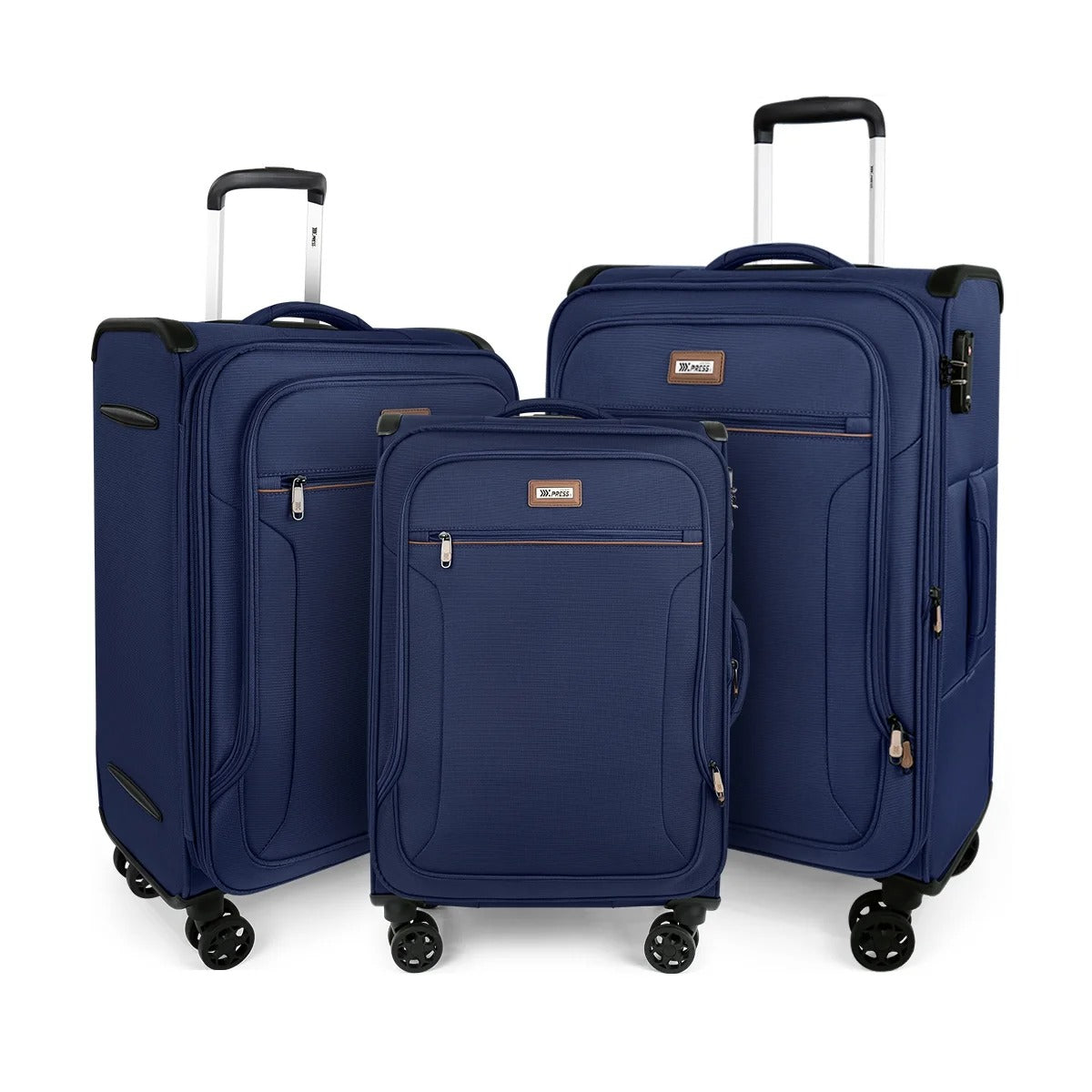 NEW YORK XPRESS 3 Piece Luggage Sets Expandable Softside Luggage Sets with Spinner Wheels and TSA Lock,Lightweight Travel Suitcase Set (20"/26"/28")