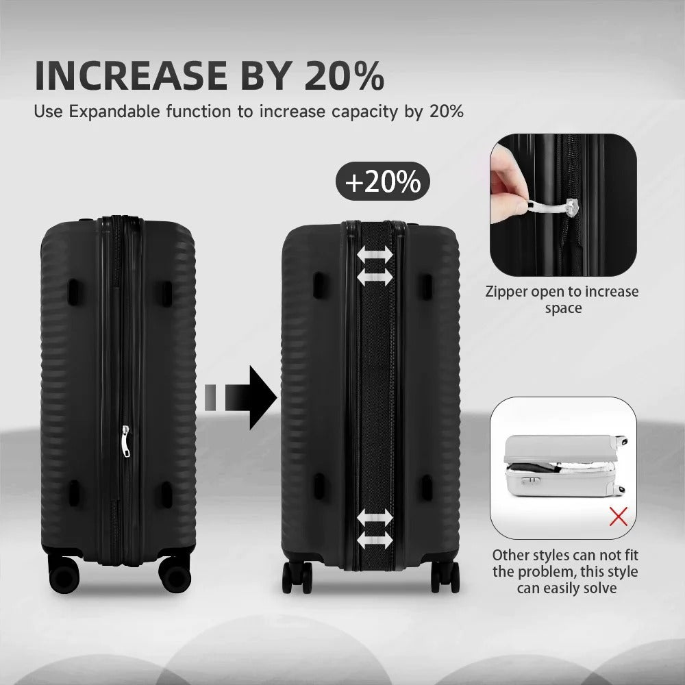 NEW YORK XPRESS Luggage Sets 3 Piece Hard side Expandable Luggage Sets with Spinner Wheels,Lightweight Hard Shell Travel Suitcase for Going Abroad,Family Trips (20/24/28in)