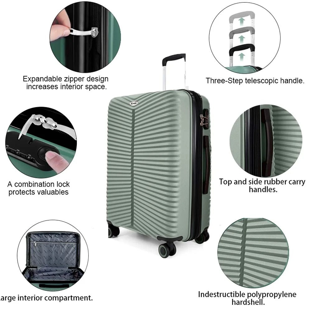 NEW YORK XPRESS Luggage Sets 3 Piece Hard side Expandable Luggage Sets with Spinner Wheels,Lightweight Hard Shell Travel Suitcase for Going Abroad,Family Trips (20/24/28in)