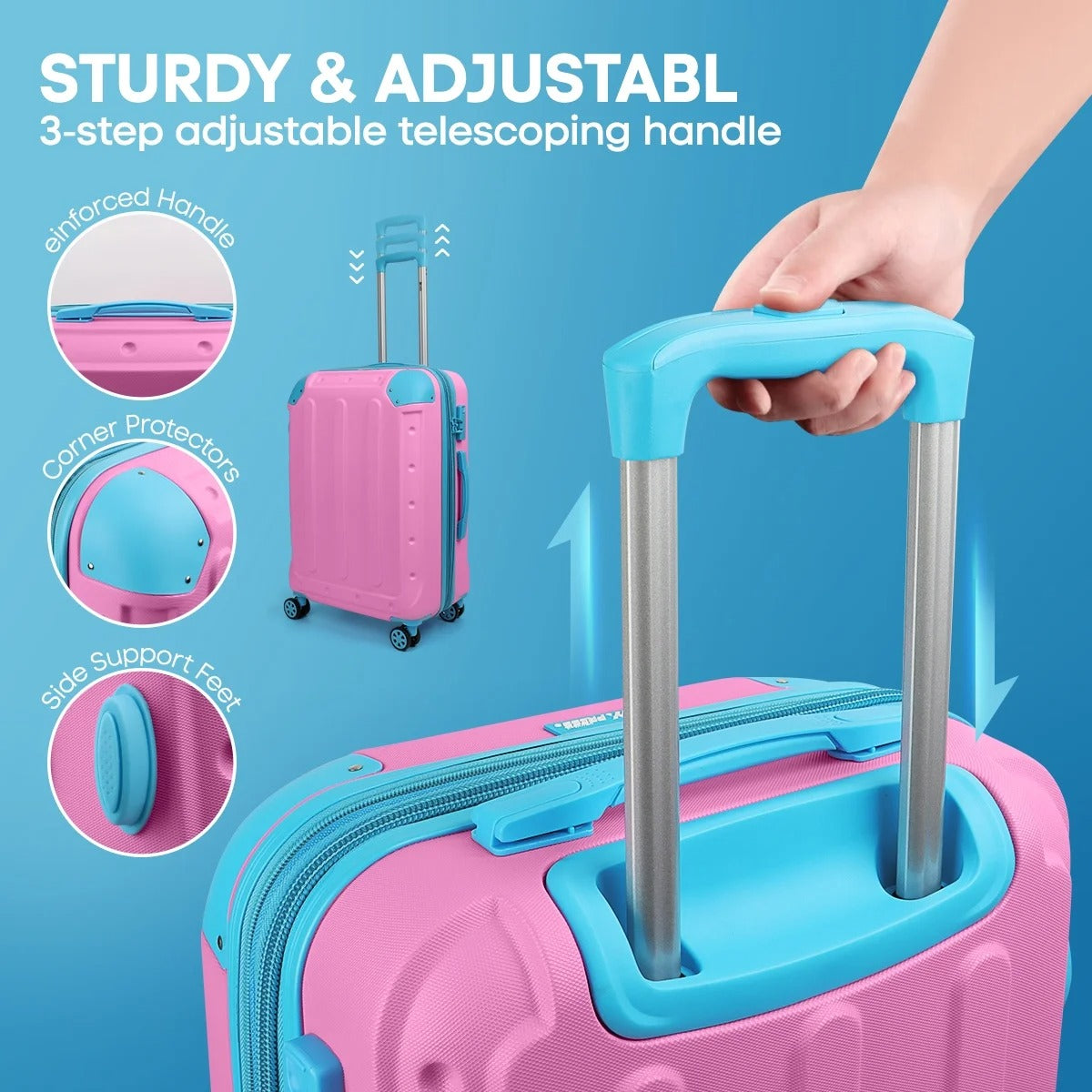 NEW YORK XPRESS 3PCS Luggage Set (20"/24"/28") Hardshell Expandable Suitcase with 4 Double Spinner Wheels, Lightweight Hardside ABS Luggage, Travel Suitcase Set for Women & Men