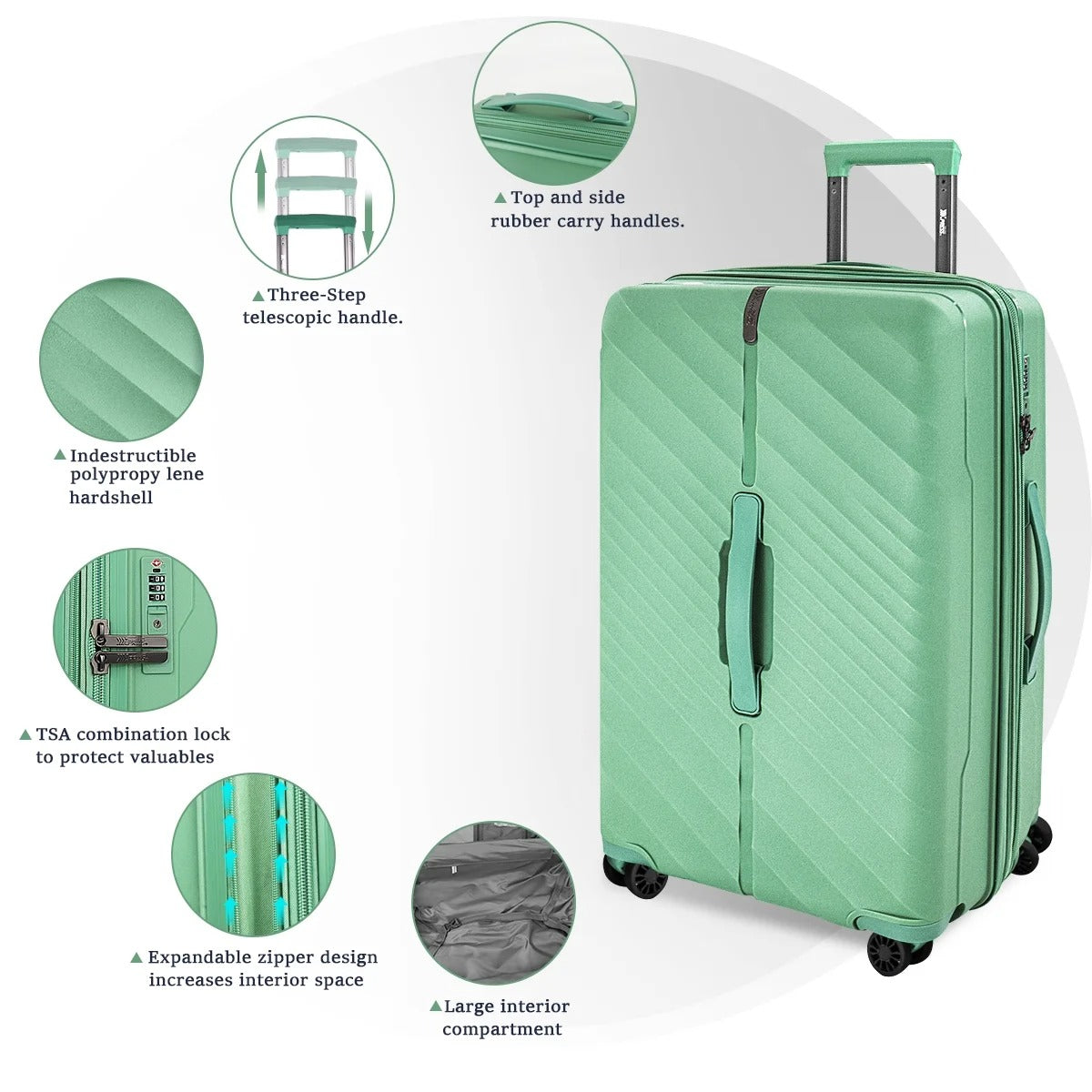 NEW YORK XPRESS 3 Piece Luggage Sets with Spinner Wheels, PP Hardshell Expandable Luggage with TSA Lock, Hardside Lightweight Suitcase Set-20" Carry on Luggage,26"Checked Luggage,30" Checked Luggage