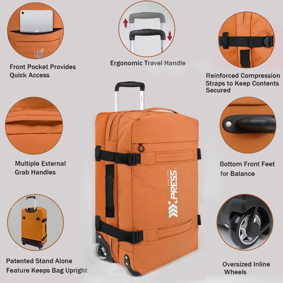 NEW YORK XPRESS 3PCS Soft side Roller Luggage Set, Waterproof Rolling Suitcase, Wheeled Travel Duffel Luggage for All Trip & Adventure,20in+26in+30in