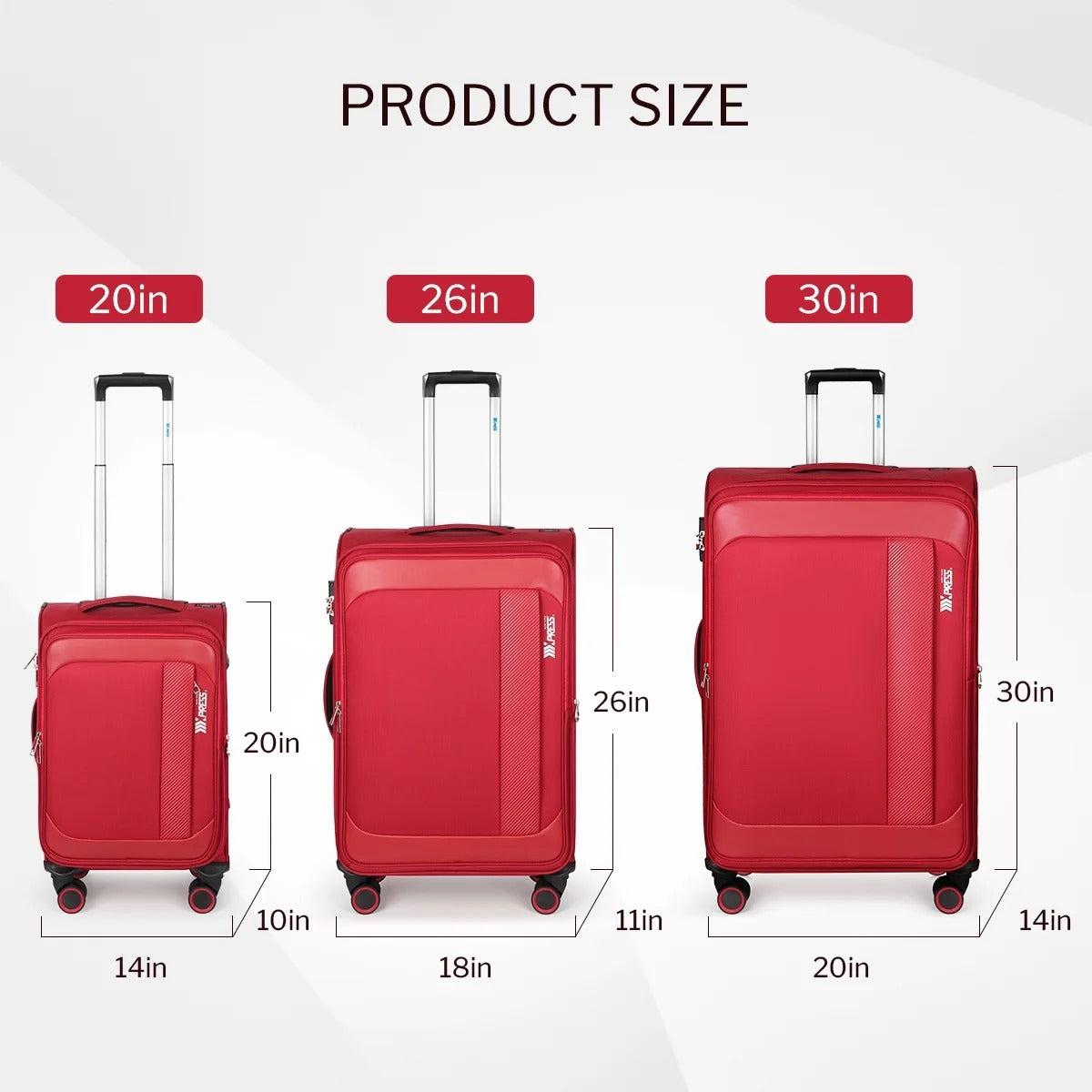 NEW YORK XPRESS 3PCS Soft side Luggage Sets Expandable Luggage with TSA Lock, Lightweight Spinning Wheels Suitcase Set(20/26/30) Trolley Bags for Travel, Going Abroad, Family Trips