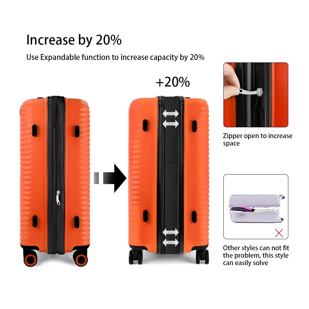 NEW YORK XPRESS Luggage Sets 3 Piece Hard side Expandable Luggage Sets with Spinner Wheels,Lightweight Hard Shell Travel Suitcase for Going Abroad,Family Trips (20/24/28in)