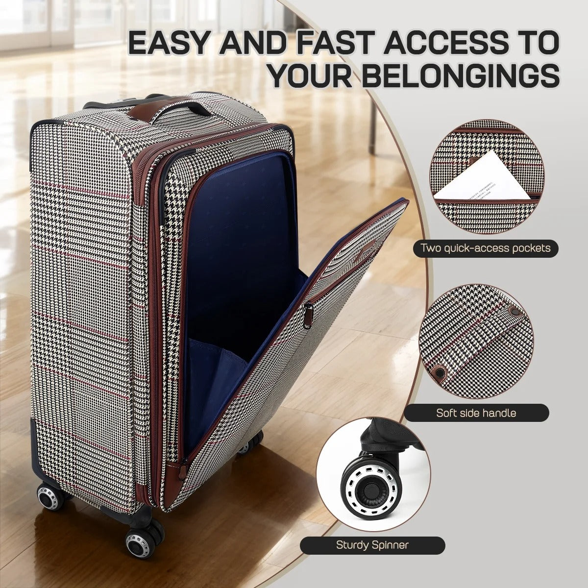 NEW YORK XPRESS 3 Piece Luggage Sets, Lightweight Expandable Soft side Luggage with Spinner Wheels, Large Travel Suitcase w/TSA Lock,20"Carry on Luggage,26"Checked Luggage and 30"Checked Luggage