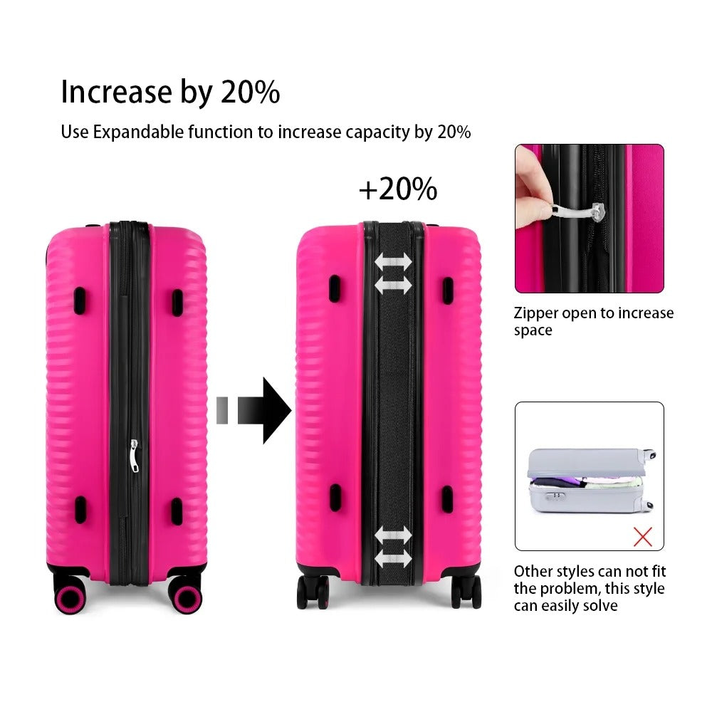 NEW YORK XPRESS Luggage Sets 3 Piece Hard side Expandable Luggage Sets with Spinner Wheels,Lightweight Hard Shell Travel Suitcase for Going Abroad,Family Trips (20/24/28in)