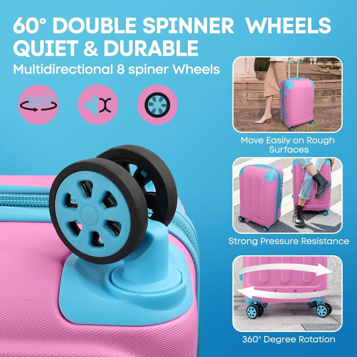 NEW YORK XPRESS 3PCS Luggage Set (20"/24"/28") Hardshell Expandable Suitcase with 4 Double Spinner Wheels, Lightweight Hardside ABS Luggage, Travel Suitcase Set for Women & Men