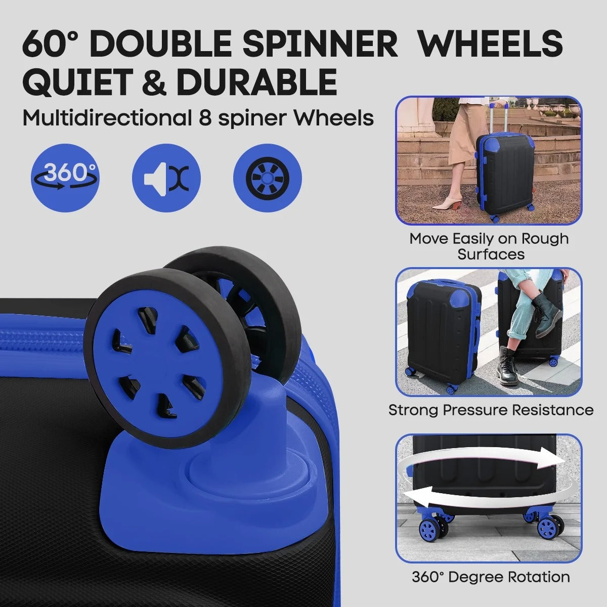 NEW YORK XPRESS 3PCS Luggage Set (20"/24"/28") Hardshell Expandable Suitcase with 4 Double Spinner Wheels, Lightweight Hardside ABS Luggage, Travel Suitcase Set for Women & Men