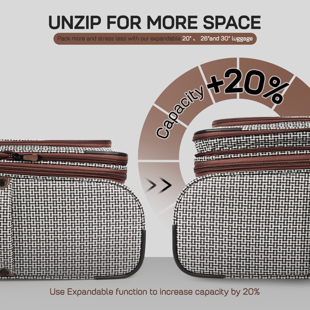 NEW YORK XPRESS 3 Piece Luggage Sets, Lightweight Expandable Soft side Luggage with Spinner Wheels, Large Travel Suitcase w/TSA Lock,20"Carry on Luggage,26"Checked Luggage and 30"Checked Luggage